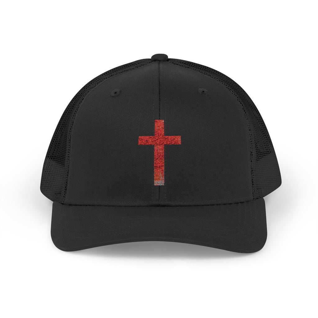 Holly Cross Snapback Trucker Cap with Thin Red Line Design, Ideal for First Responders, Supportive Gifts, Memorials, Everyday Wear
