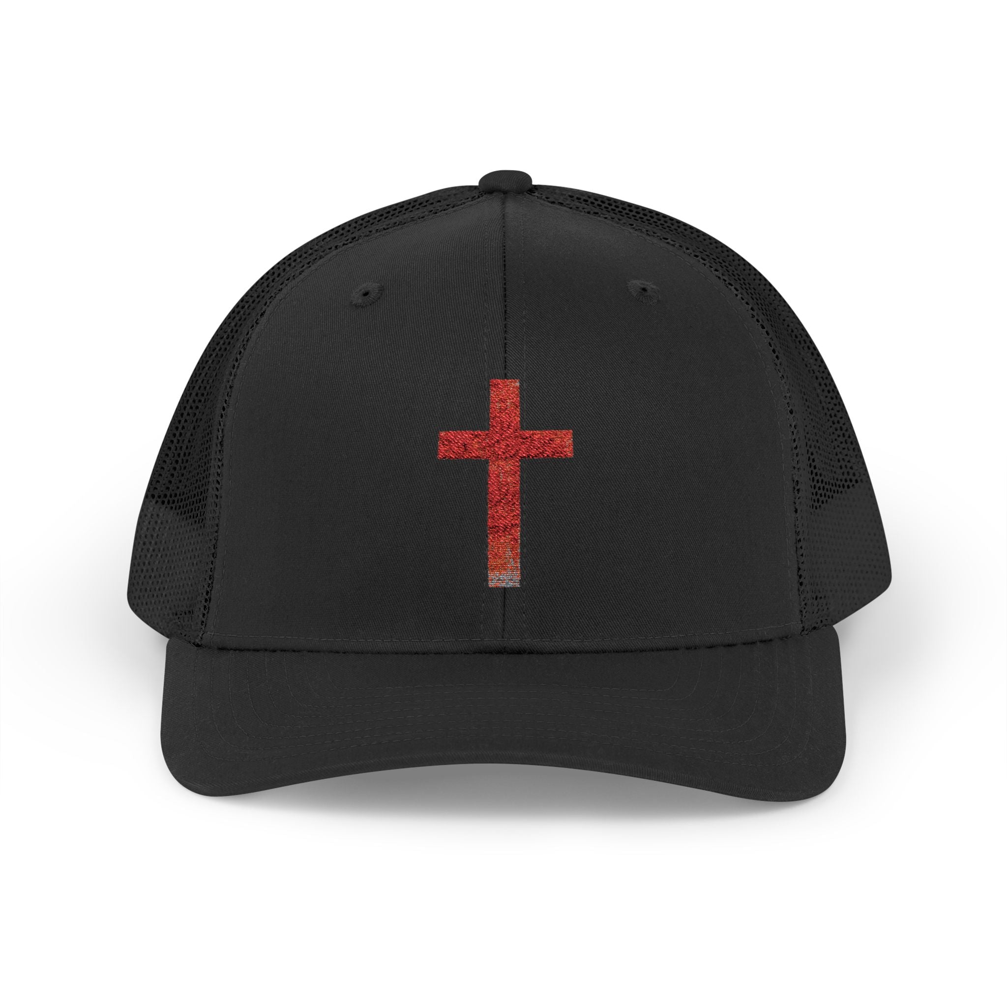 Holly Cross Snapback Trucker Cap with Thin Red Line Design, Ideal for First Responders, Supportive Gifts, Memorials, Everyday Wear