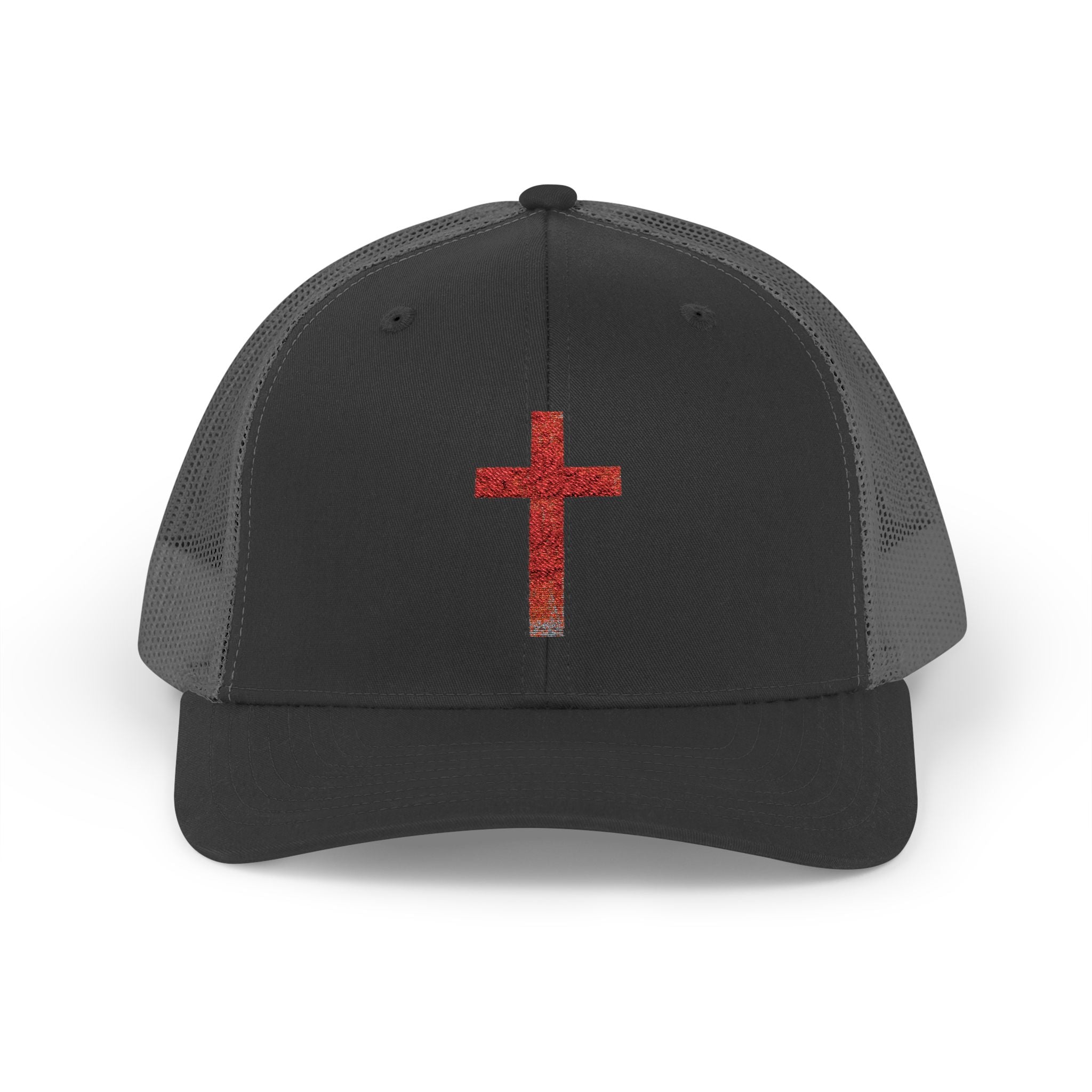 Holly Cross Snapback Trucker Cap with Thin Red Line Design, Ideal for First Responders, Supportive Gifts, Memorials, Everyday Wear