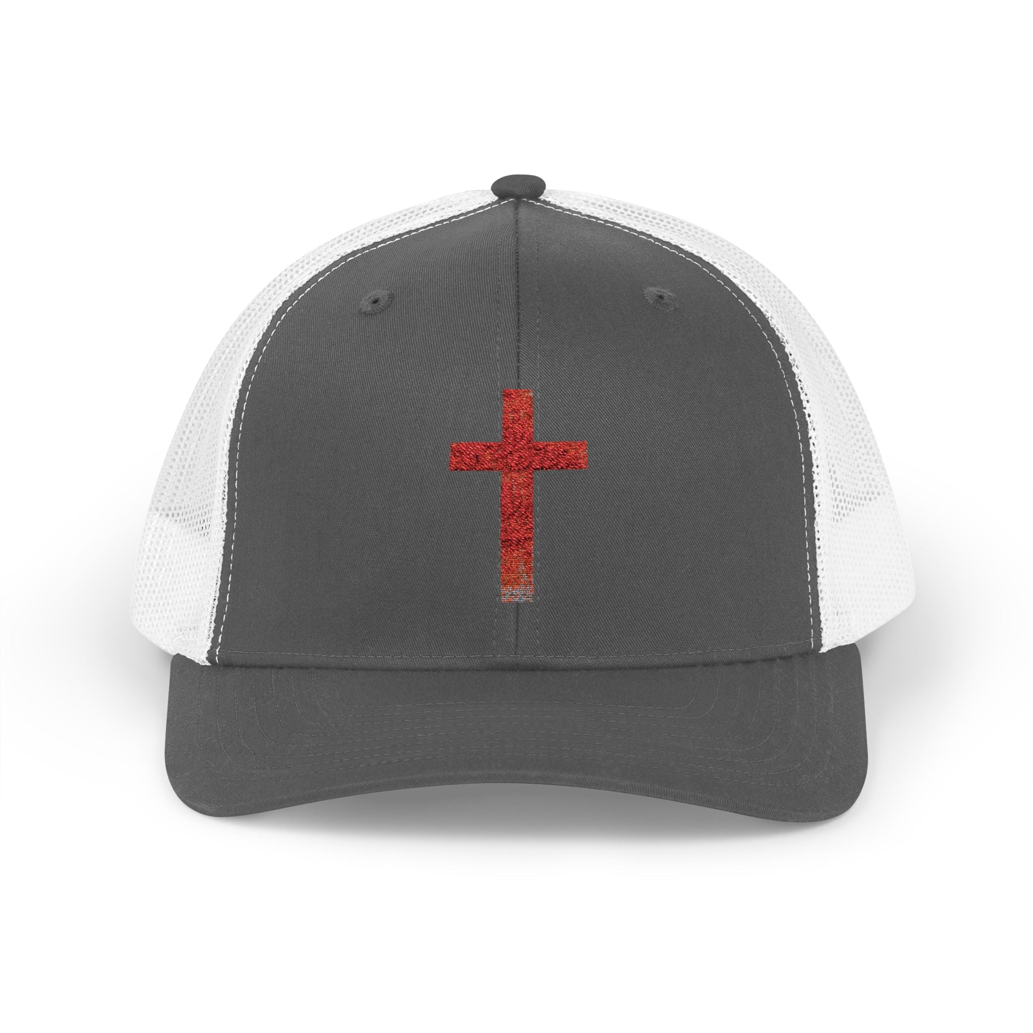Holly Cross Snapback Trucker Cap with Thin Red Line Design, Ideal for First Responders, Supportive Gifts, Memorials, Everyday Wear