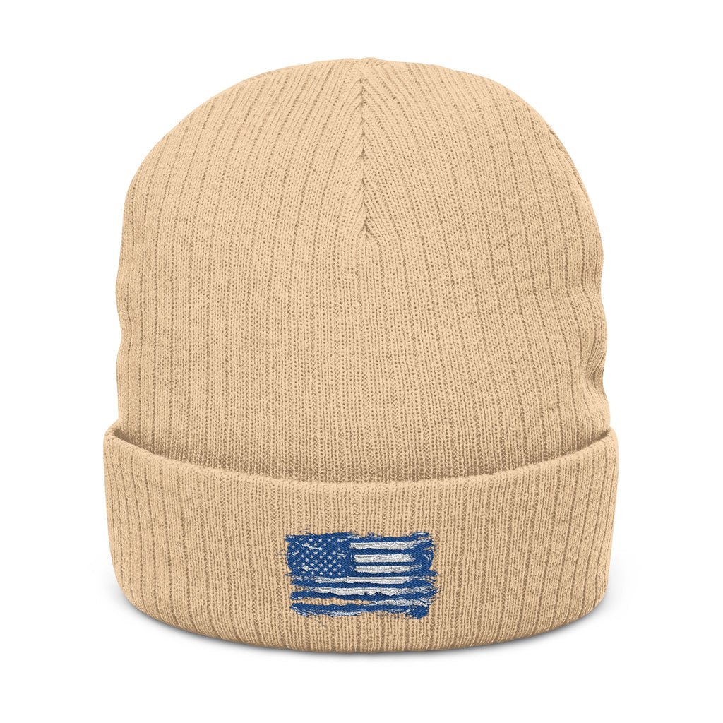Stylish Embroidered Beanie with  Patriotic Flag Design | Winter Hat, Cozy Headwear, Gifts for Him, Outdoor Apparel, Fashionable Knitwear