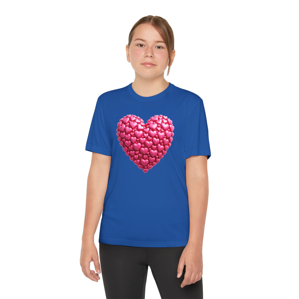 Heart Youth T-Shirt Sports Graphic Tee, Cool Athletic Shirt for Kids, Perfect for Sports Events, Team Spirit