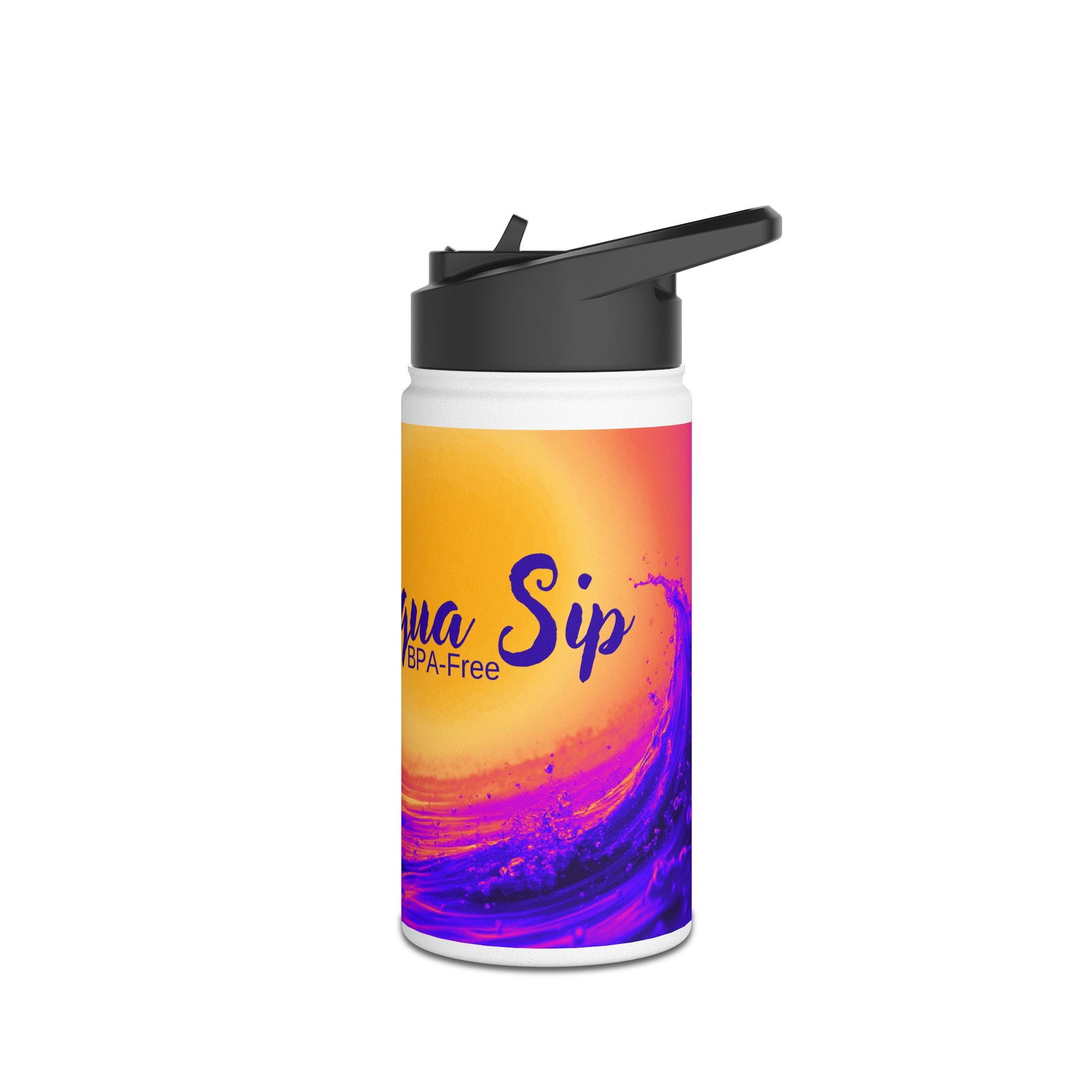 Aqua Wave Stainless Steel Water Bottle, Hydration Gift, Outdoor Adventure, Beach Vibes, Eco-Friendly, Travel Companion
