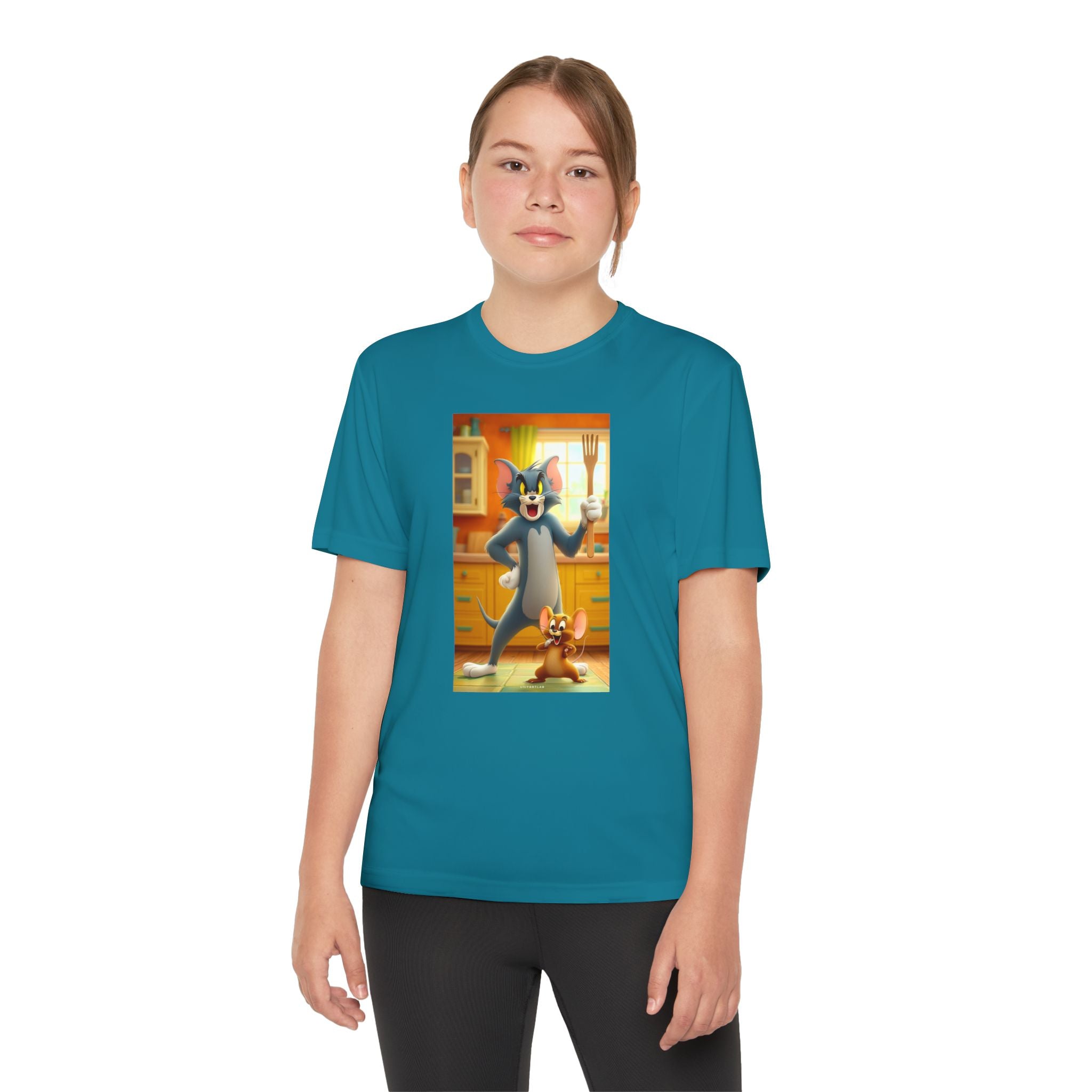 Youth Competitor Tee with Tom And Jerry design, Cartoon Graphic Kid's T-Shirt, Kids Tee, Children's Clothing, Funny Tee for Boys and Girls