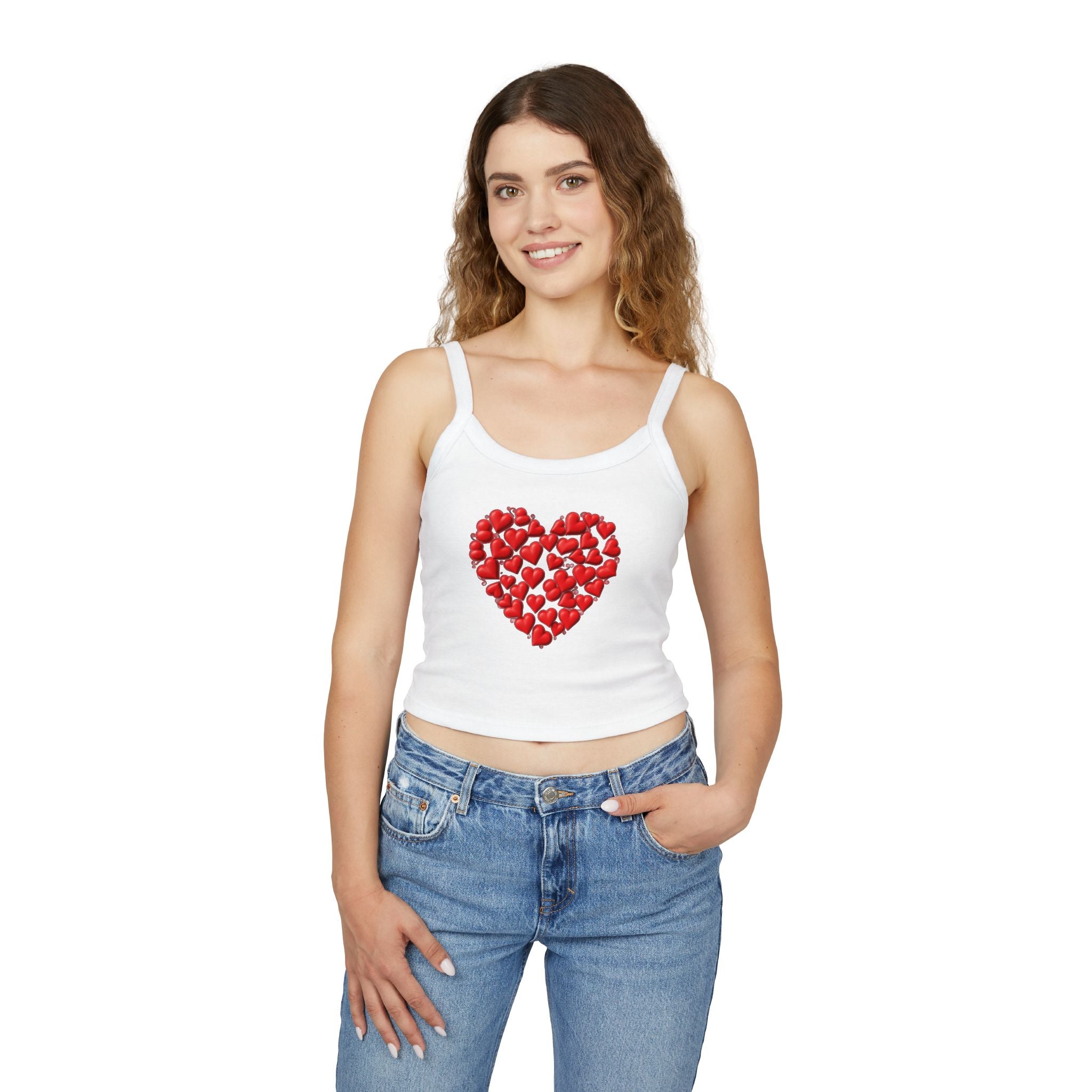 Heart Tank Top, Love Cami, Valentine's Day Shirt, Romantic Sleeveless Tee, Women's Summer Blouse, Cute Spaghetti Strap Tank