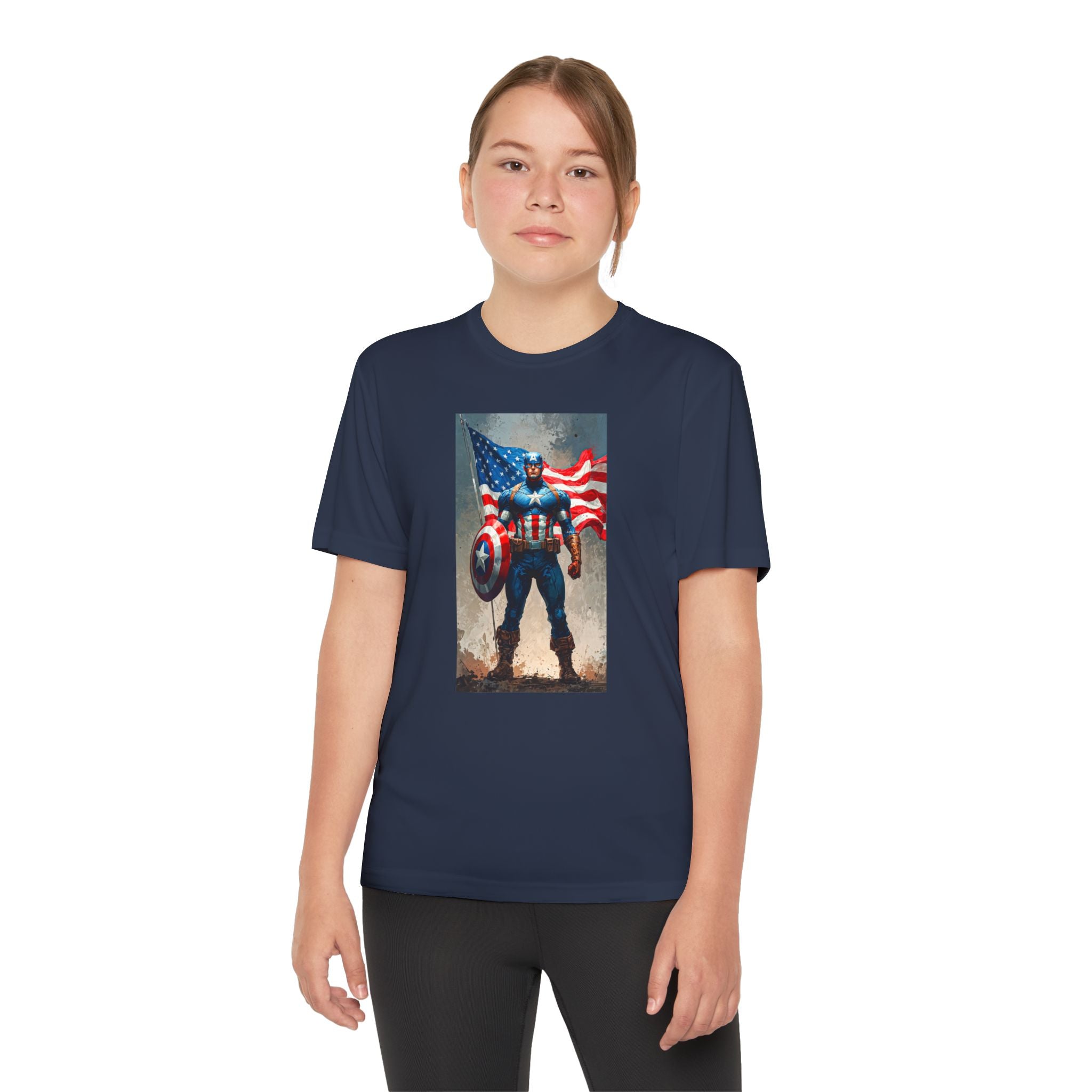 Captain America Superhero Marvel Patriotic, Kids Graphic T-Shirt, Boys Hero Top, Girls Comic Book Clothing, Birthday