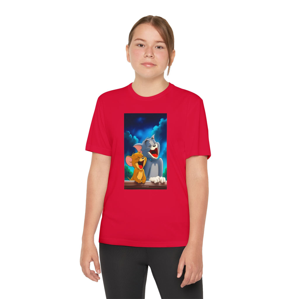 Youth Competitor Tee with Tom And Jerry design, Cartoon Graphic Kid's T-Shirt, Kids Tee, Children's Clothing, Funny Tee for Boys and Girls