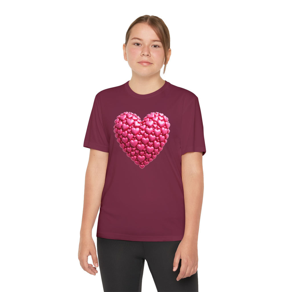 Heart Youth T-Shirt Sports Graphic Tee, Cool Athletic Shirt for Kids, Perfect for Sports Events, Team Spirit