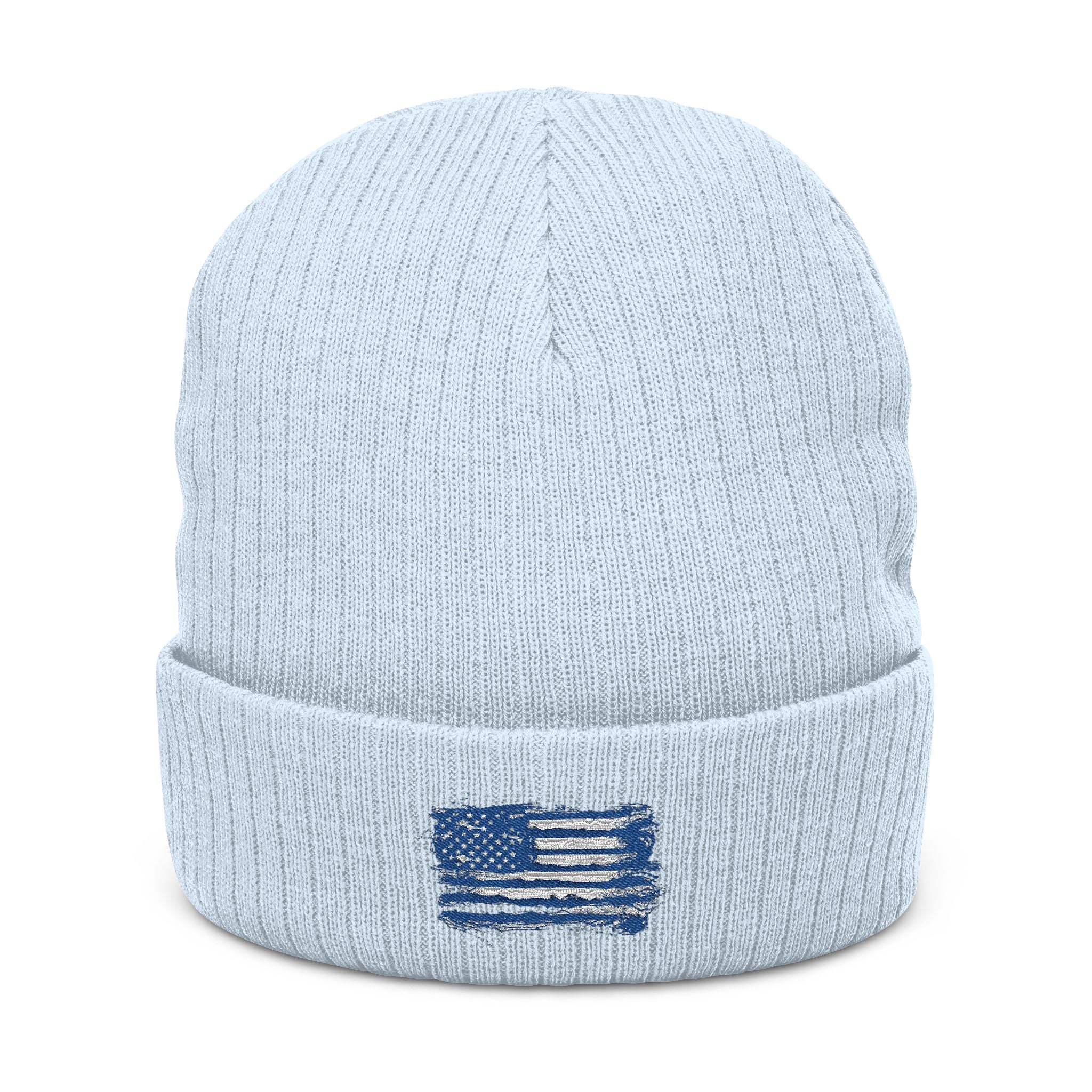 Stylish Embroidered Beanie with  Patriotic Flag Design | Winter Hat, Cozy Headwear, Gifts for Him, Outdoor Apparel, Fashionable Knitwear