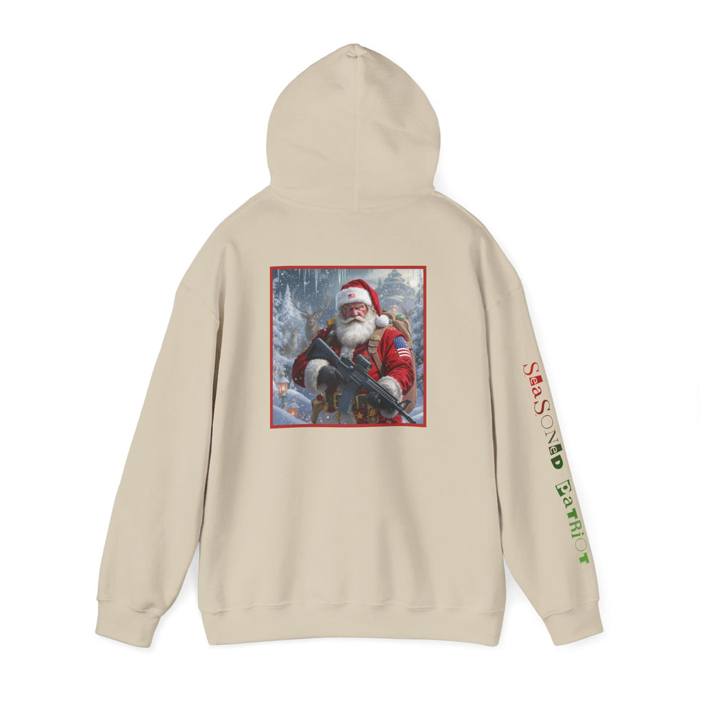 Christmas Santa Claus Patriotic USA Hoodie, Sweatshirt, Unisex Hooded Pullover, Holiday Outerwear, Festive Winter Apparel