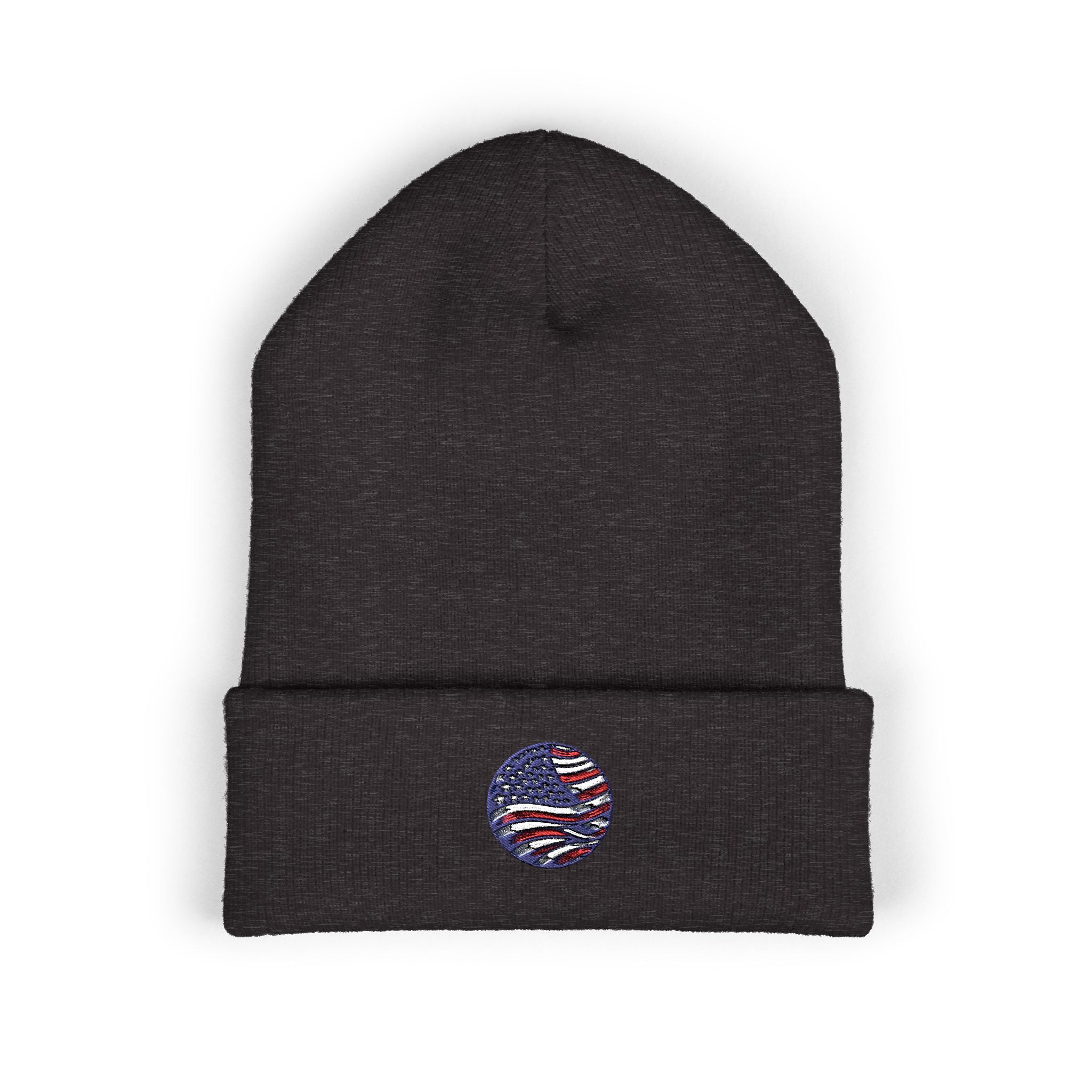 Embroidered Patriotic Beanie, Usa Flag Cuffed Hat, American Flag Knit Beanie, Patriotic Headwear, USA Flag Winter Hat
