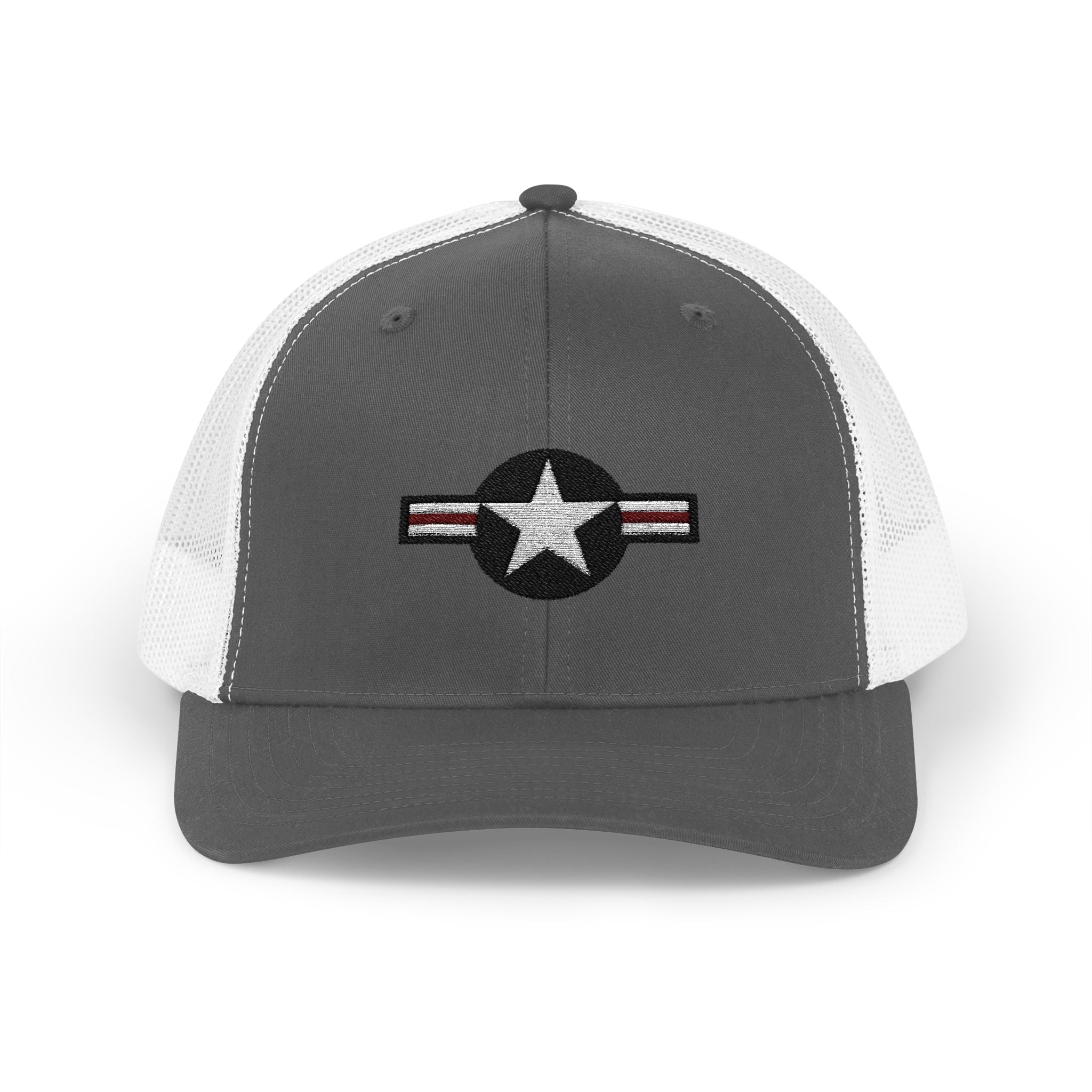 US Air Force Snapback Trucker Cap with Thin Red Line Design, Ideal for First Responders, Supportive Gifts, Memorials, Everyday Wear