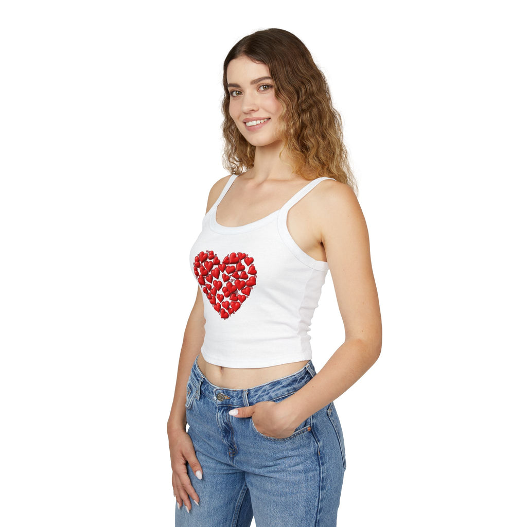 Heart Tank Top, Love Cami, Valentine's Day Shirt, Romantic Sleeveless Tee, Women's Summer Blouse, Cute Spaghetti Strap Tank