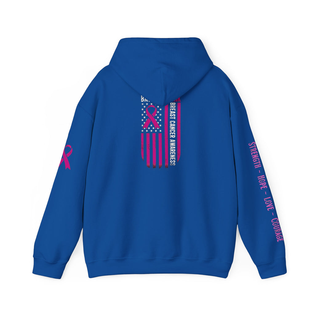 Breast Cancer Awareness Month Patriotic Hoodie ~ Rebel Spirit Unisex Hoodie