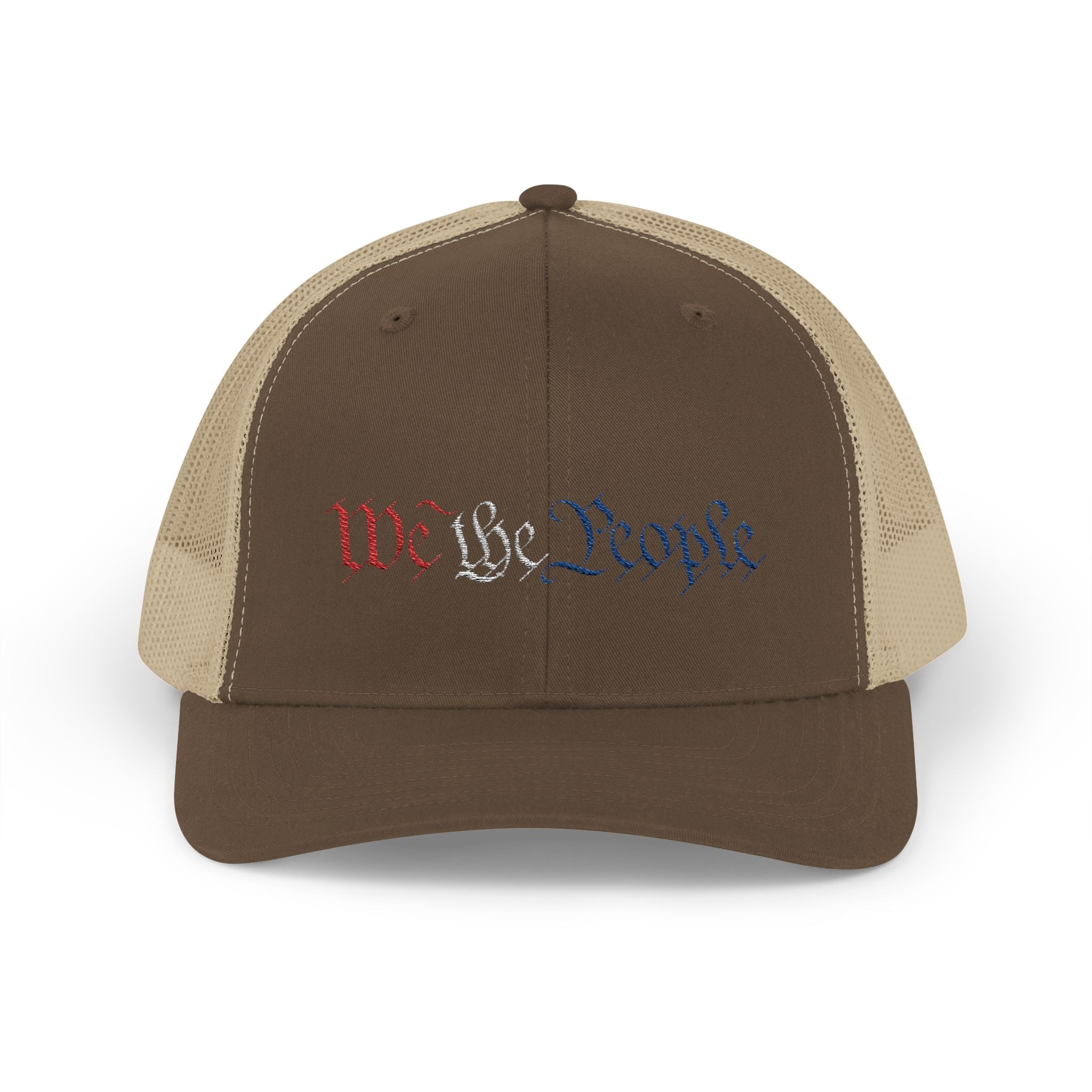 We The People Snapback Trucker Cap with Thin Red Line Design, Ideal for First Responders, Supportive Gifts, Memorials, Everyday Wear