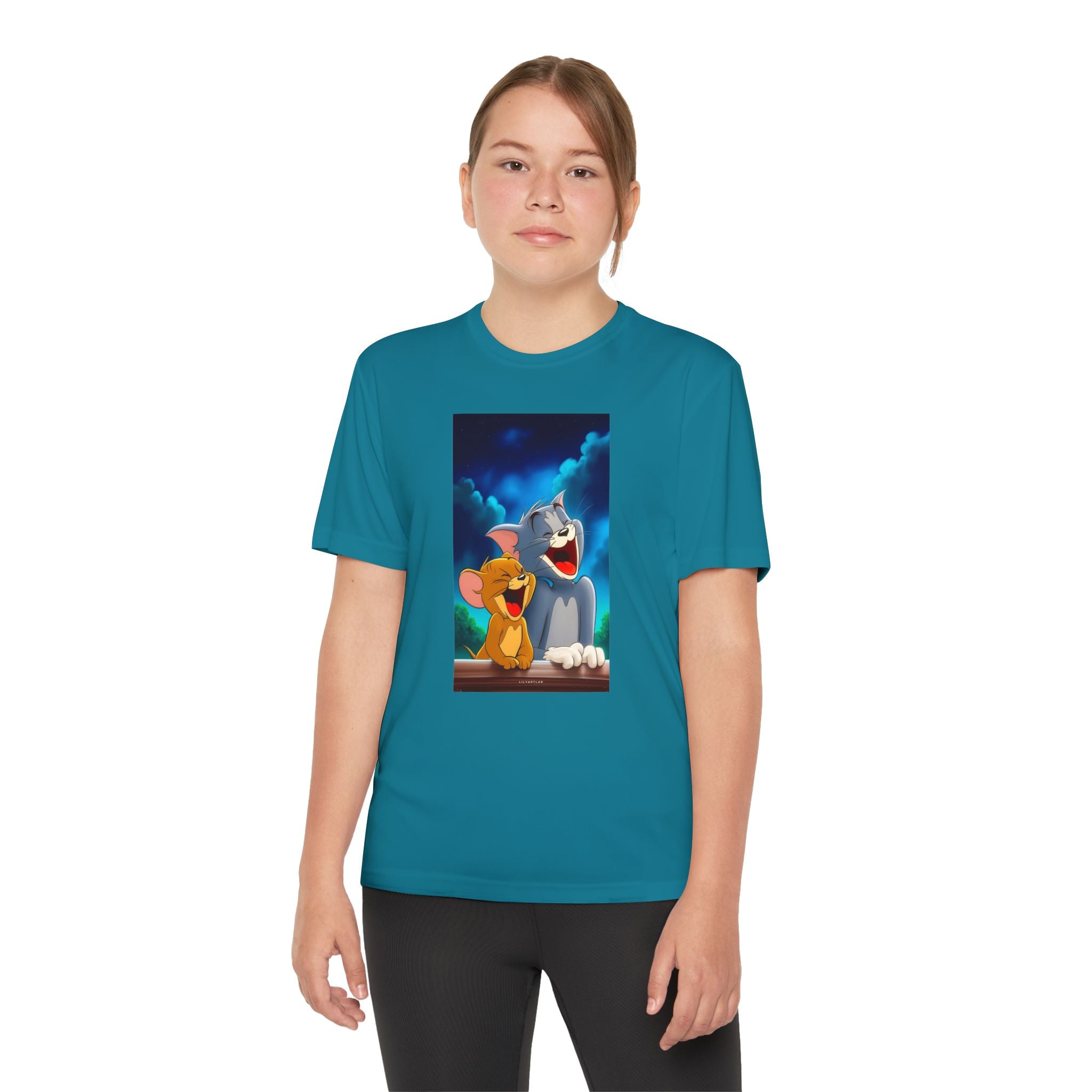 Youth Competitor Tee with Tom And Jerry design, Cartoon Graphic Kid's T-Shirt, Kids Tee, Children's Clothing, Funny Tee for Boys and Girls