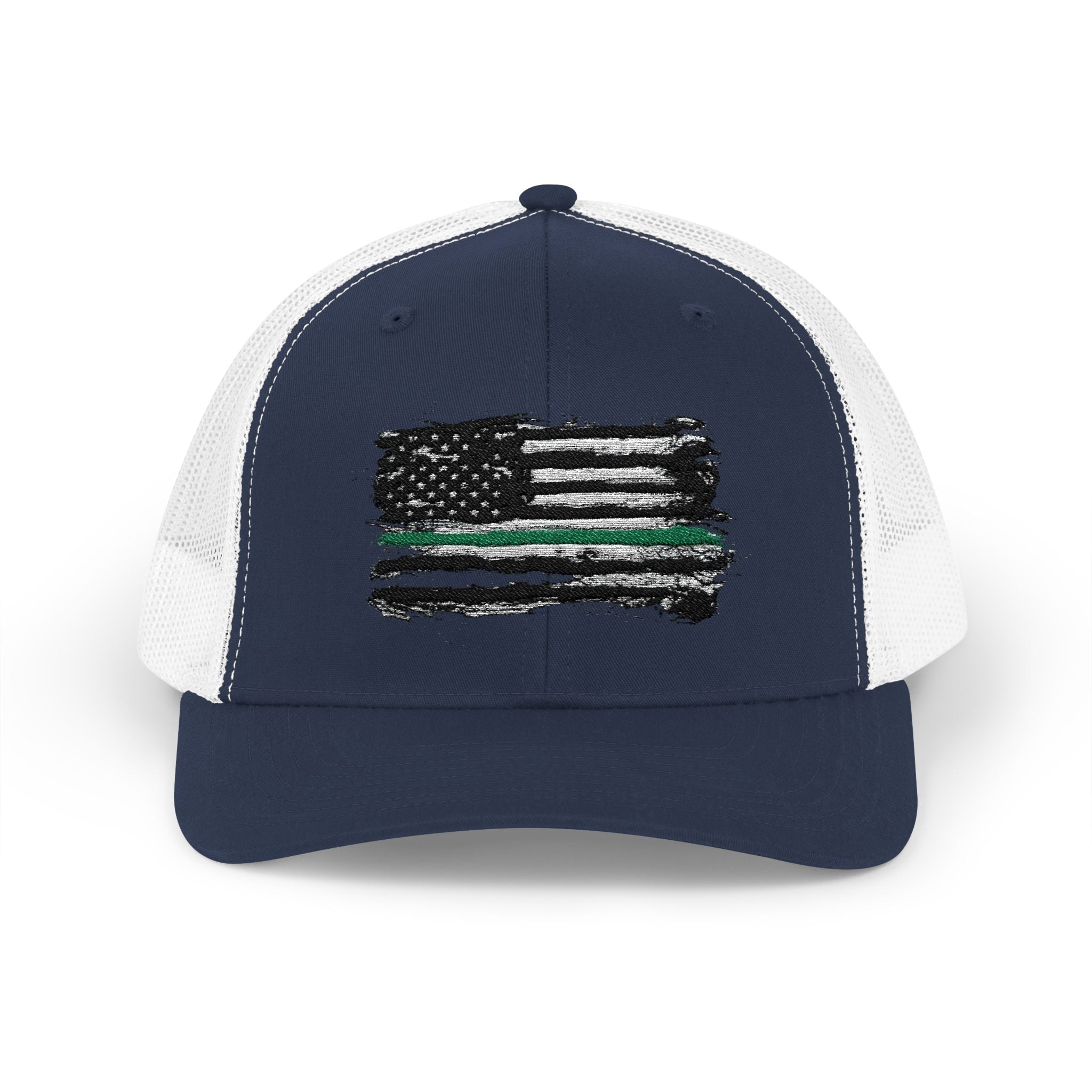 Thin Green Line Patriotic Snapback Trucker Cap with Thin Red Line Design, Ideal for First Responders, Supportive Gifts, Everyday Wear