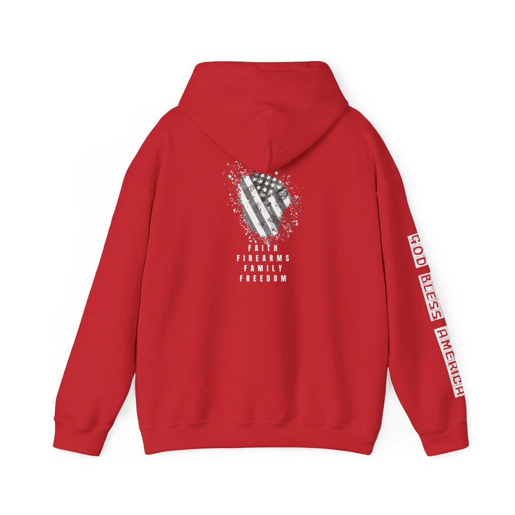 Faith Family Firearms Freedom Hooded Sweatshirt with Faith, Family, Firearms & Freedom Design - Unisex Cozy Wear for Celebrations