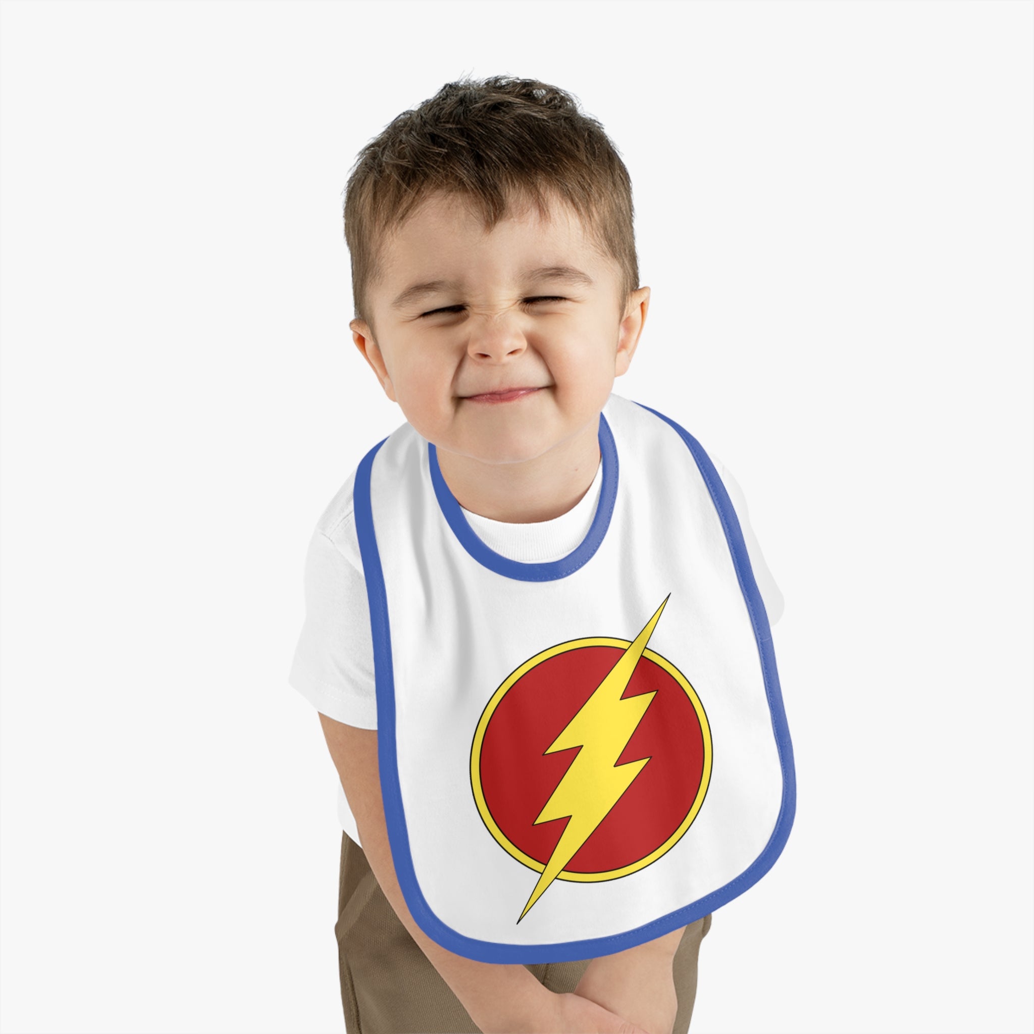 The Flash ~ Cute Baby Bib - Tiny but Mighty, Infant Feeding Bib, Baby Shower Gift, Newborn Accessories, Elephant Design, Everyday Use
