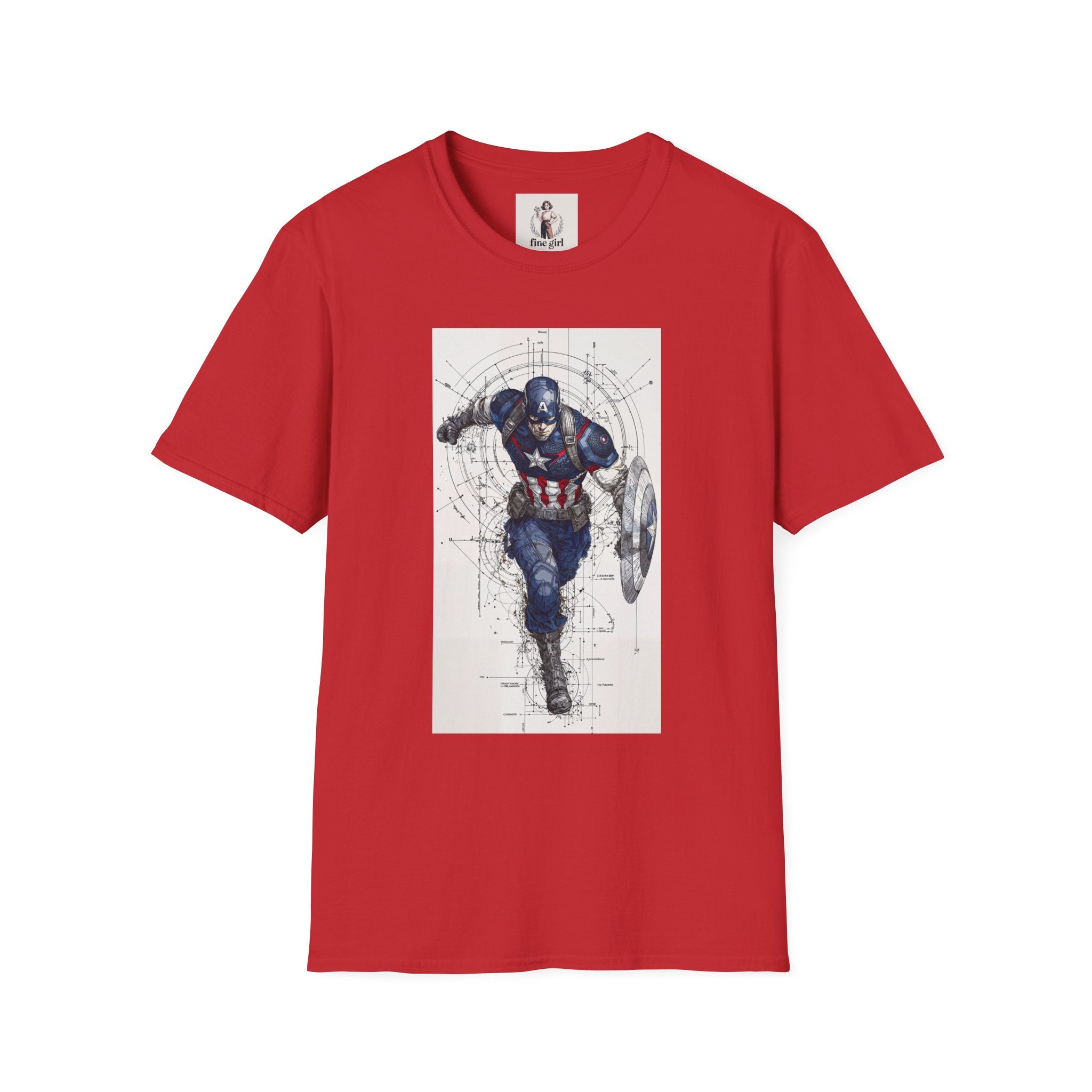 Captain America Superhero Marvel Unisex Softstyle T-Shirt, Comic Book Tee, Geeky Clothing, Cosplay Costume Top