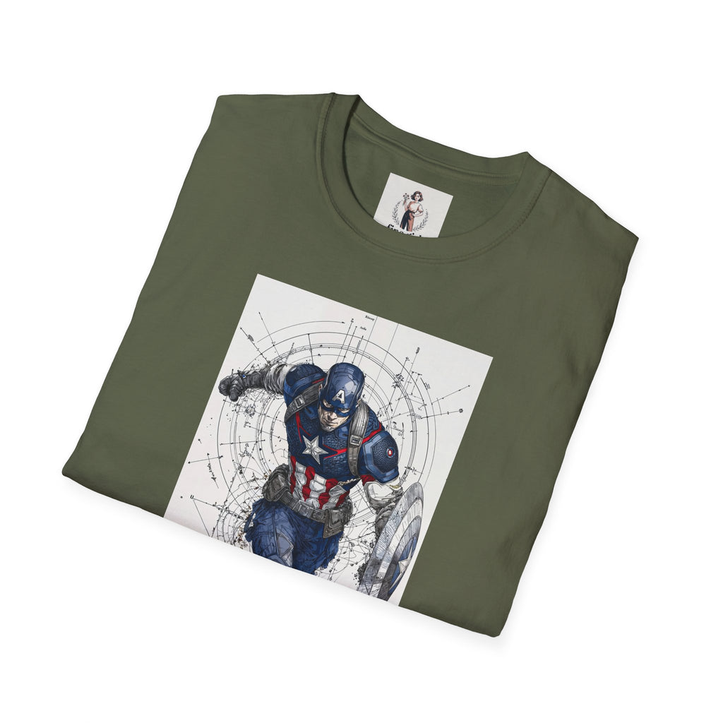 Captain America Superhero Marvel Unisex Softstyle T-Shirt, Comic Book Tee, Geeky Clothing, Cosplay Costume Top