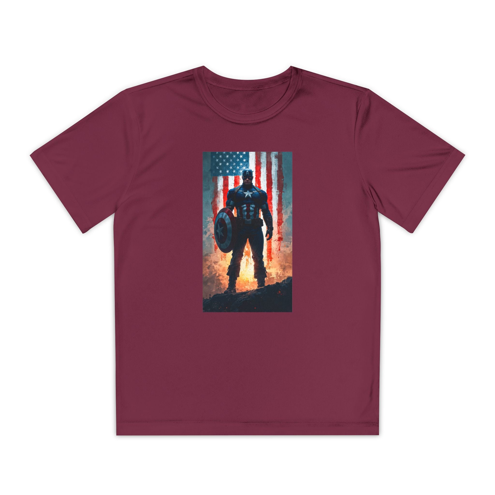 Captain America Superhero Marvel Patriotic, Kids Graphic T-Shirt, Boys Hero Top, Girls Comic Book Clothing, Birthday
