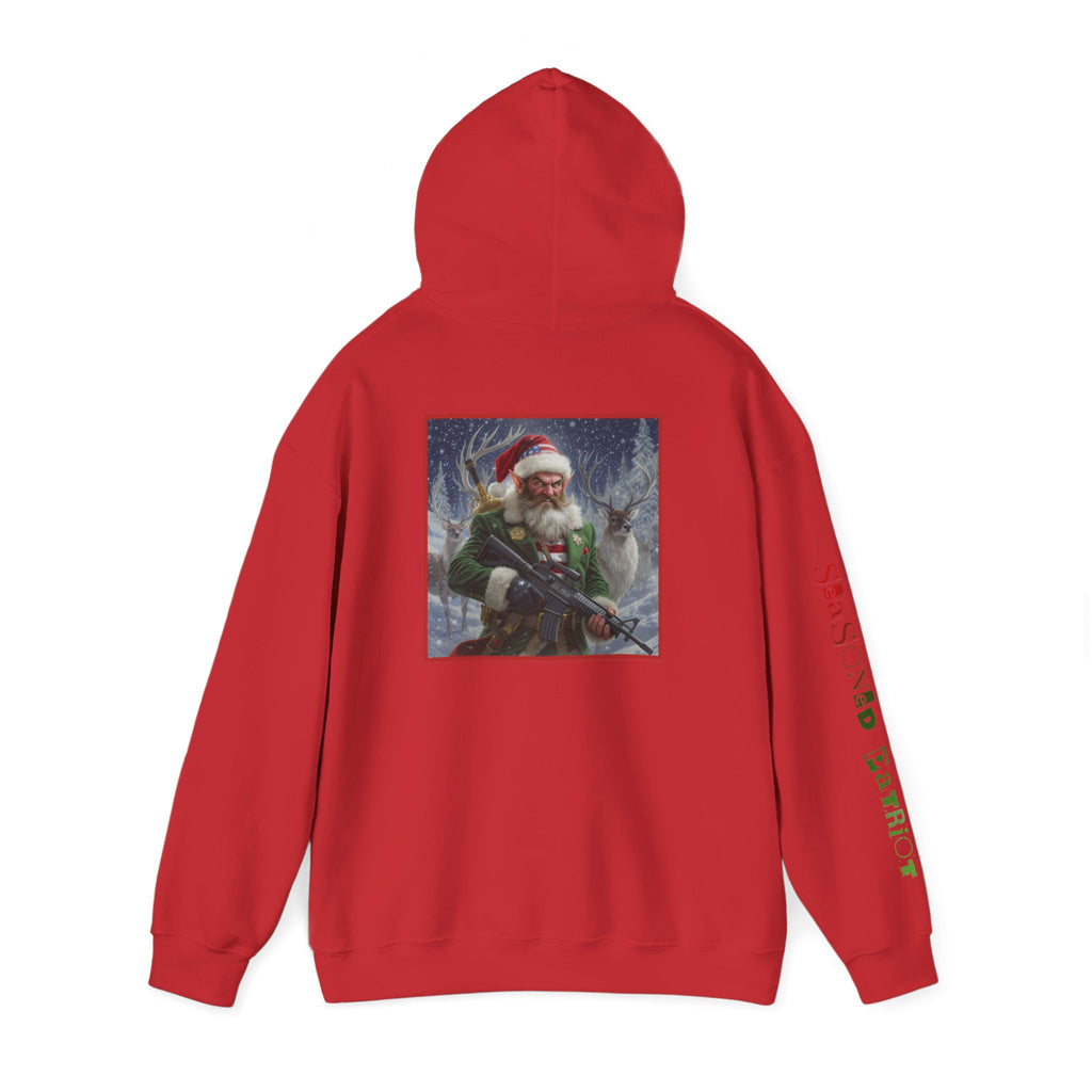 Christmas Elf Patriotic USA Hoodie, Sweatshirt, Unisex Hooded Pullover, Holiday Outerwear, Festive Winter Apparel