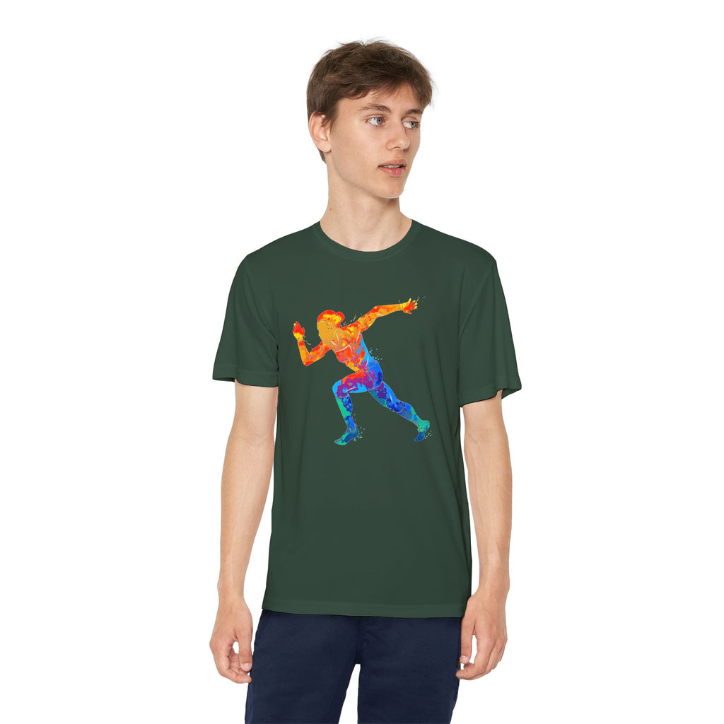 Running Youth T-Shirt Sports Graphic Tee, Cool Athletic Shirt for Kids, Perfect for Sports Events, Team Spirit