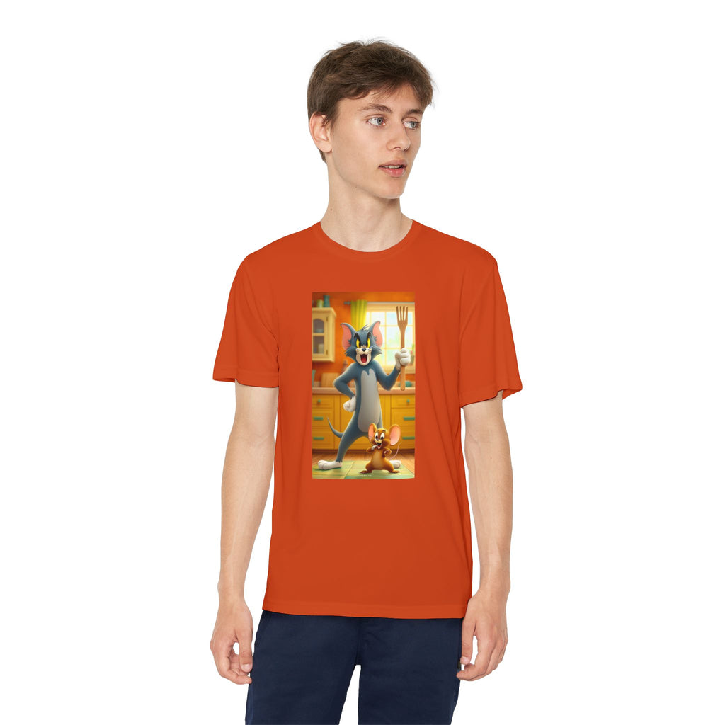 Youth Competitor Tee with Tom And Jerry design, Cartoon Graphic Kid's T-Shirt, Kids Tee, Children's Clothing, Funny Tee for Boys and Girls