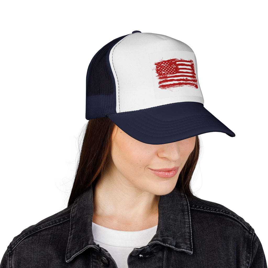 Patriotic Trucker Cap with American Flag Design, USA Hat, Summer Fashion, Outdoors Gear, Gift for Veterans, BBQ, 4th of July