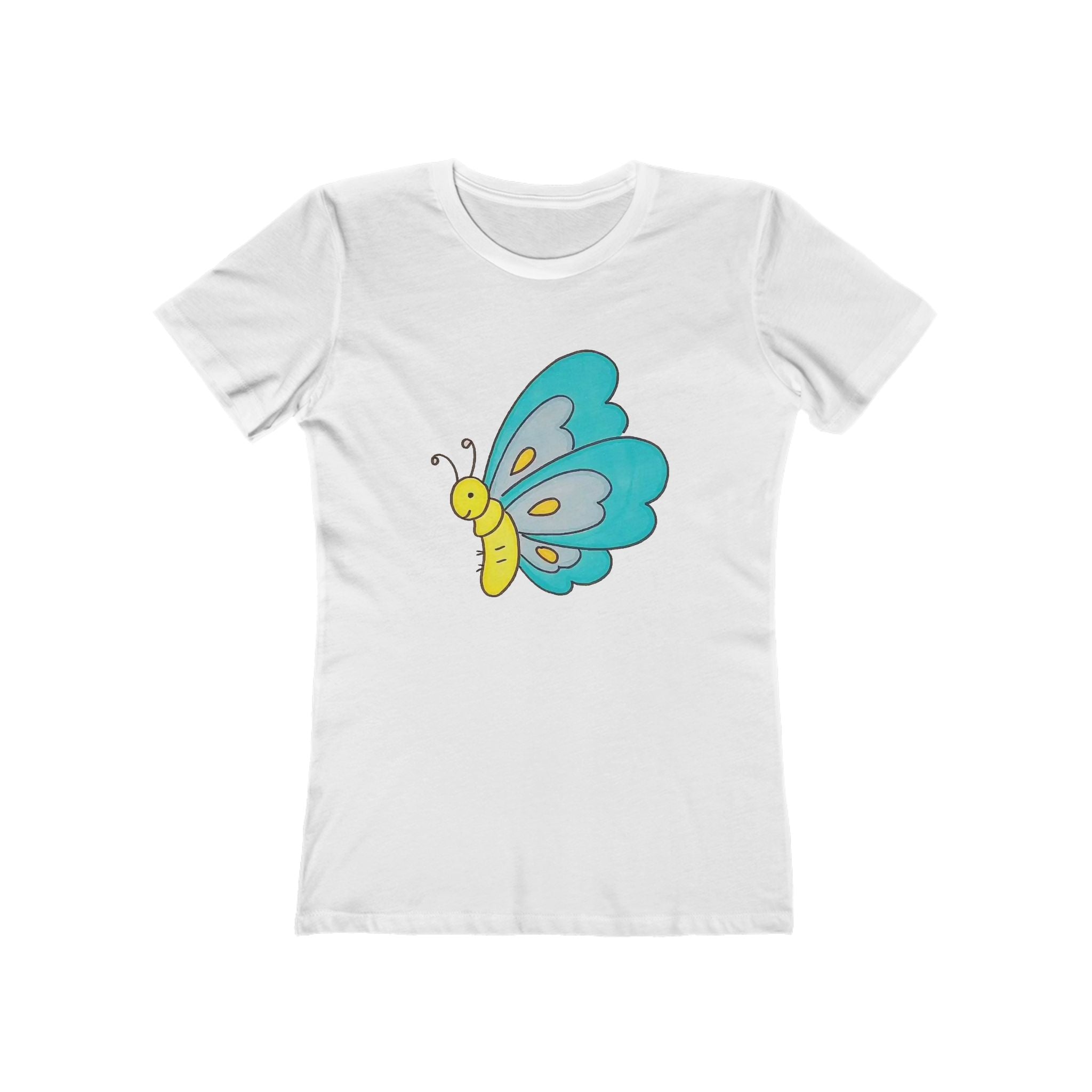 Butterffy Chic Women's Boyfriend Tee, Casual Outfits, Gift for Her, Weekend Wear, Trendy Style, Everyday Comfort