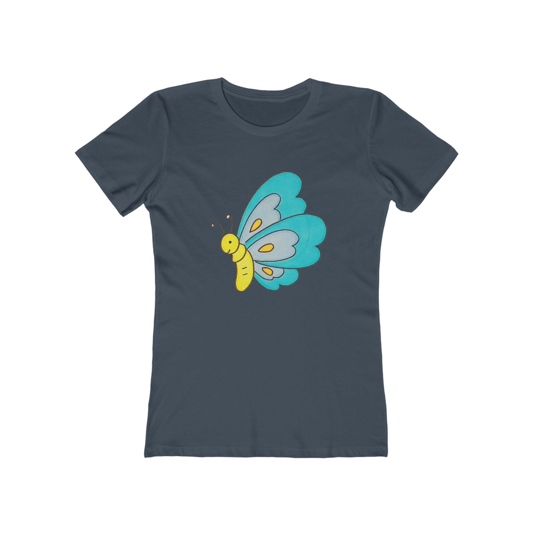 Butterffy Chic Women's Boyfriend Tee, Casual Outfits, Gift for Her, Weekend Wear, Trendy Style, Everyday Comfort