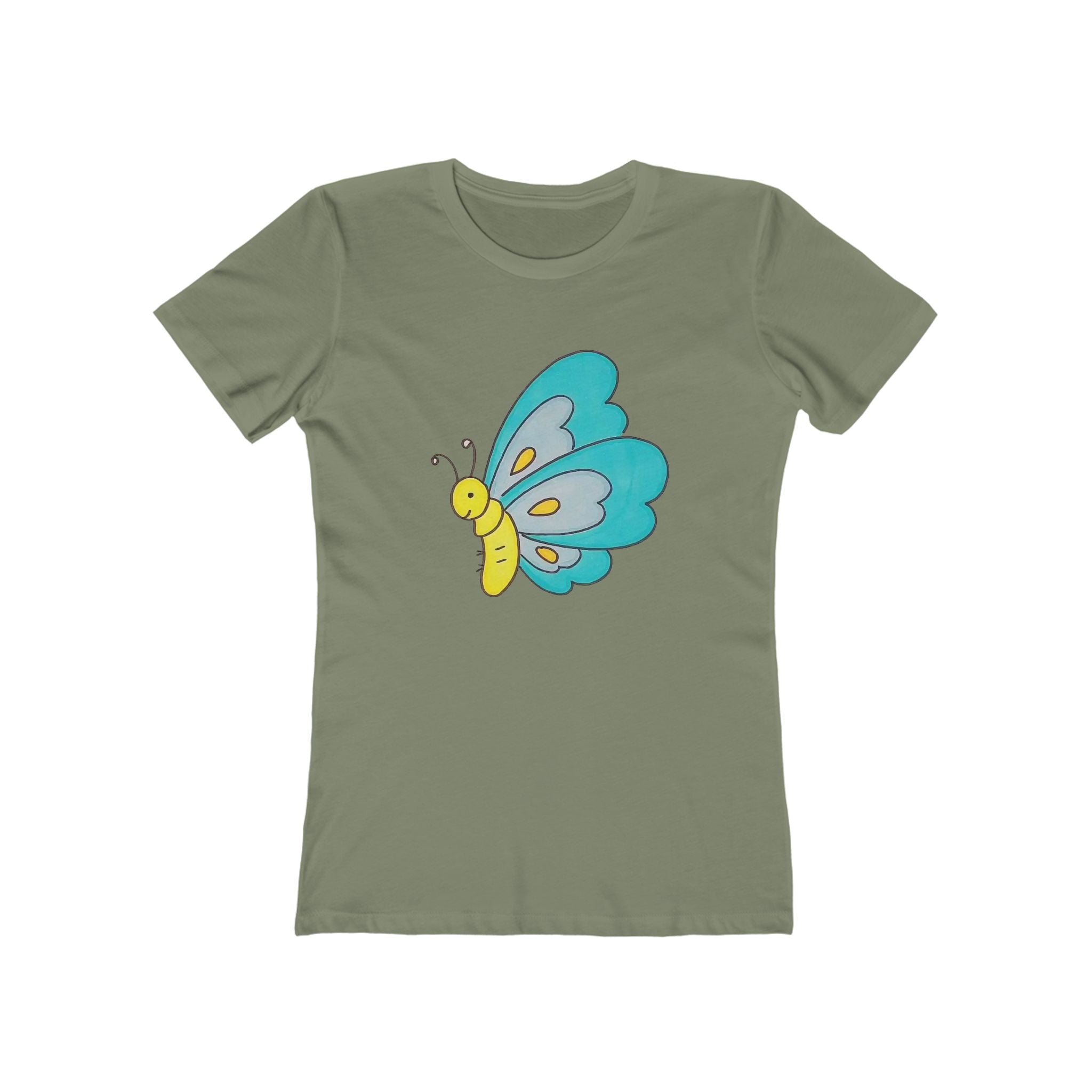 Butterffy Chic Women's Boyfriend Tee, Casual Outfits, Gift for Her, Weekend Wear, Trendy Style, Everyday Comfort