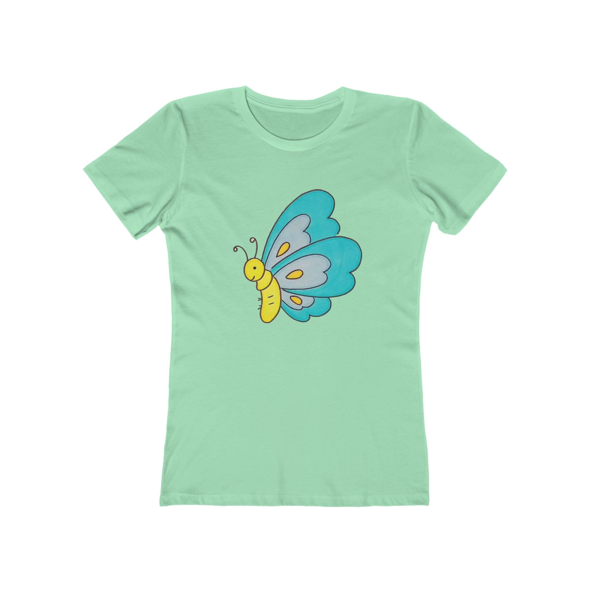 Butterffy Chic Women's Boyfriend Tee, Casual Outfits, Gift for Her, Weekend Wear, Trendy Style, Everyday Comfort