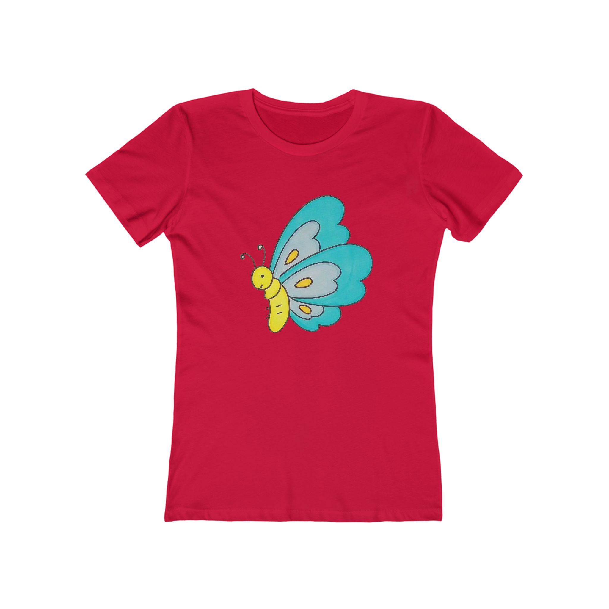 Butterffy Chic Women's Boyfriend Tee, Casual Outfits, Gift for Her, Weekend Wear, Trendy Style, Everyday Comfort