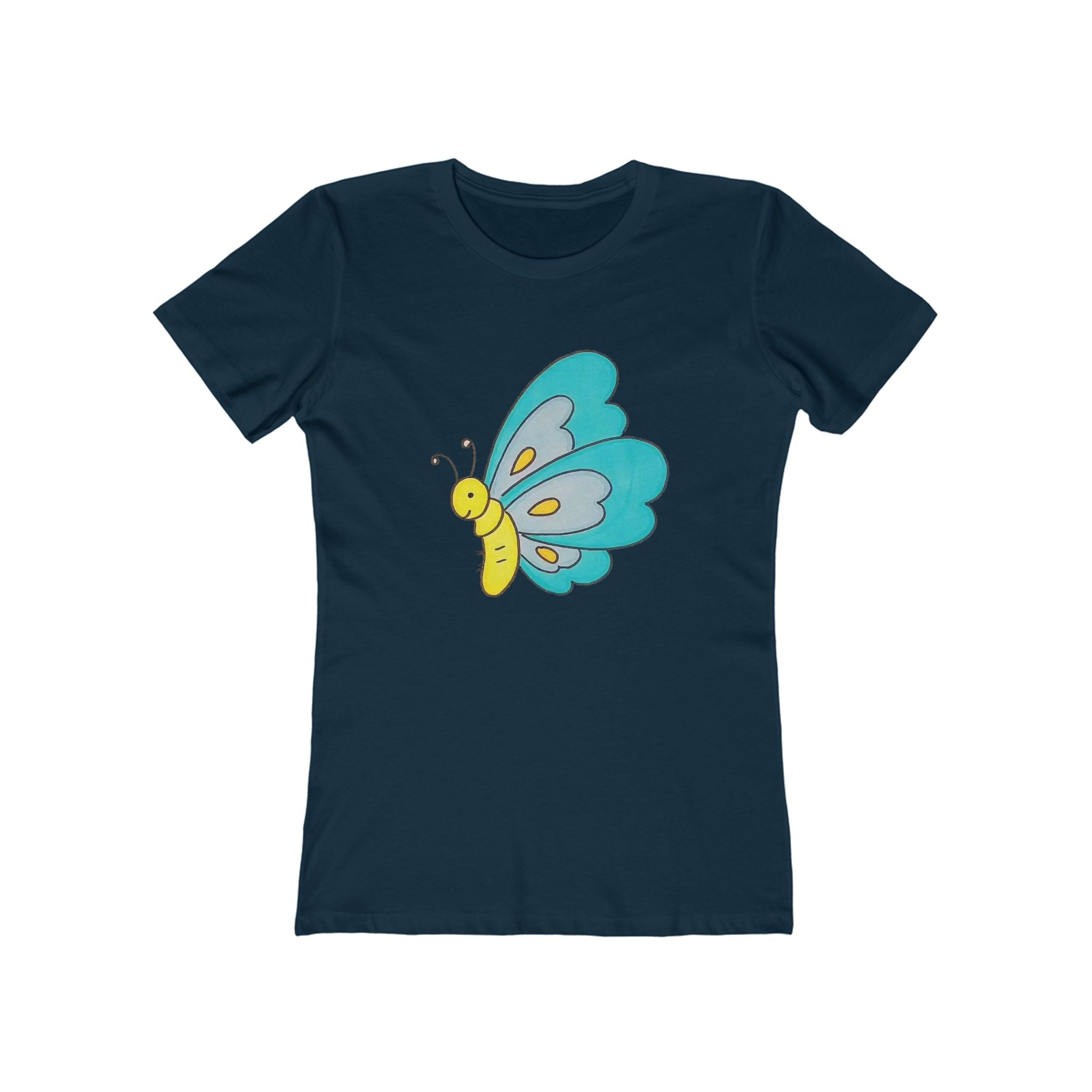 Butterffy Chic Women's Boyfriend Tee, Casual Outfits, Gift for Her, Weekend Wear, Trendy Style, Everyday Comfort