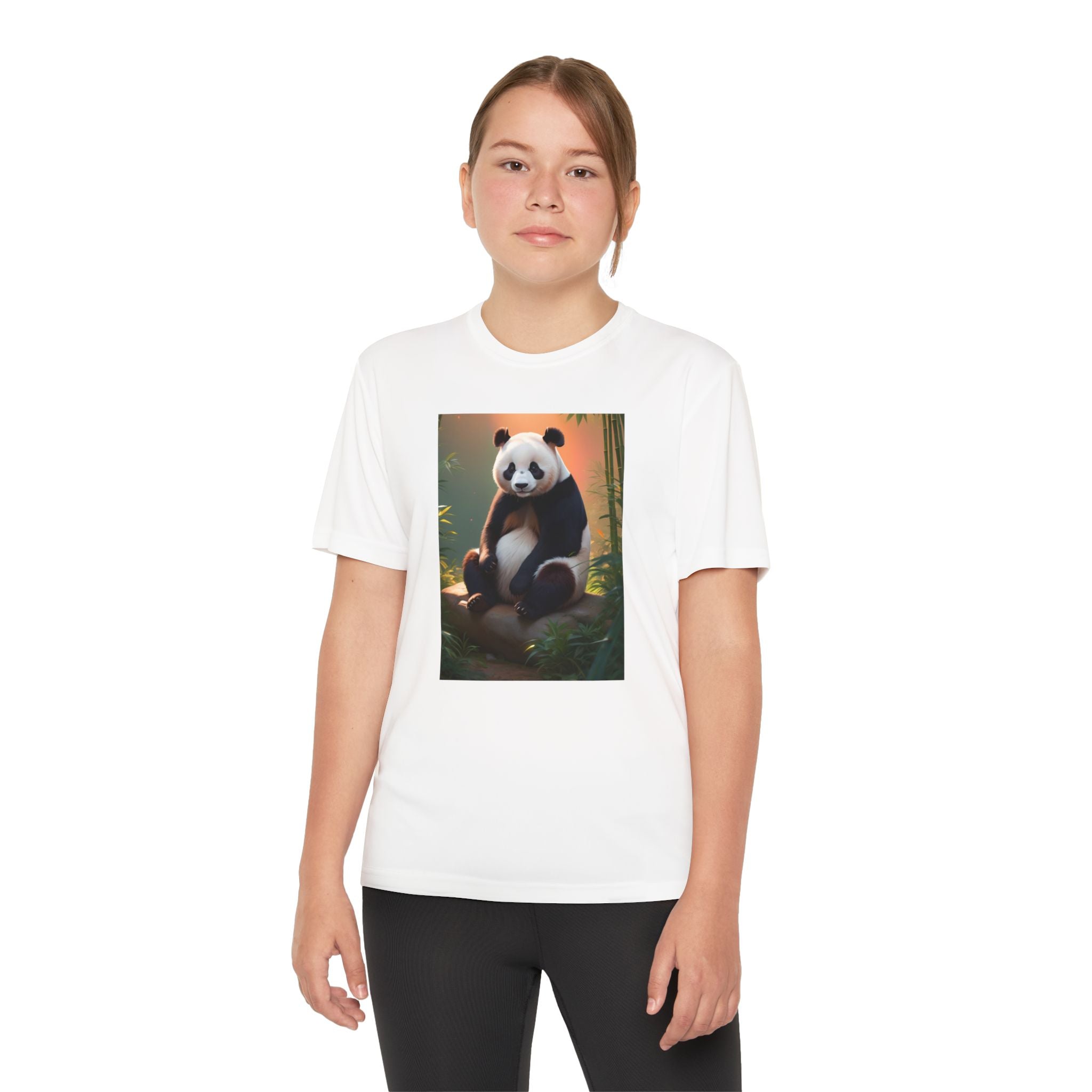 Panda Youth Tee Shirt, Kids Animal Graphic Top, Cute Black and White Tee, Children's Zoo Theme Shirt, Bamboo Bear Shirt, Kid's Nature Gift