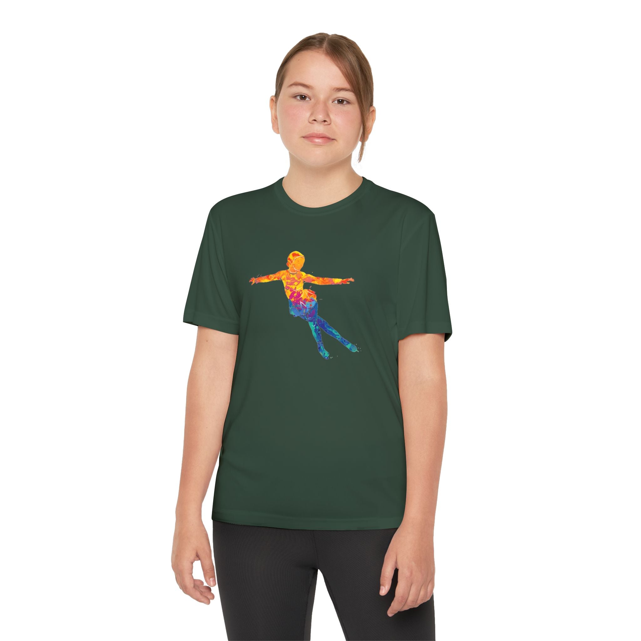 Ice Skating Youth Sports Graphic Tee, Cool Athletic Shirt for Kids, Perfect for Sports Events, Team Spirit, Birthday Gift, Summer Activities