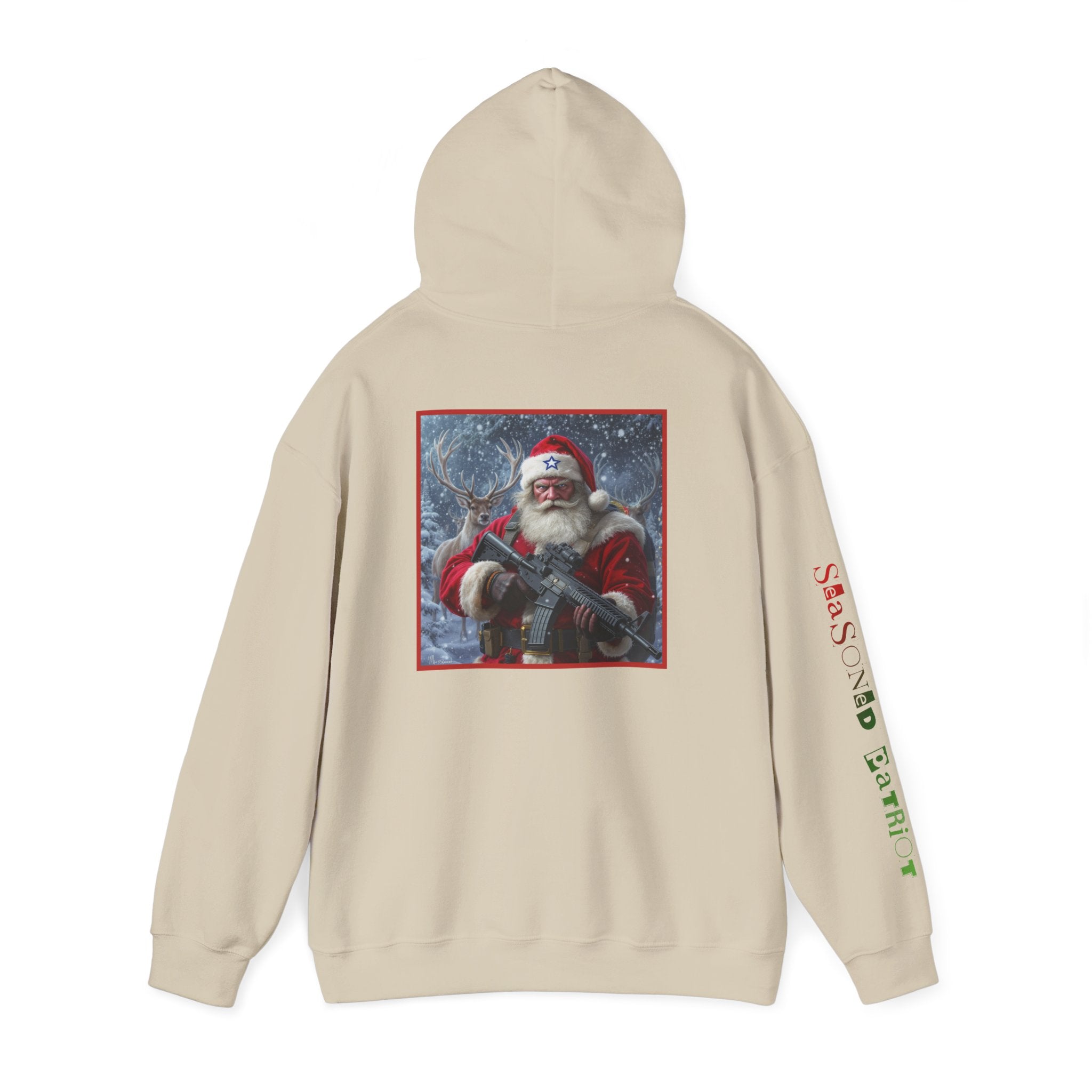 Christmas Santa Claus Patriotic USA Hoodie, Sweatshirt, Unisex Hooded Pullover, Holiday Outerwear, Festive Winter Apparel