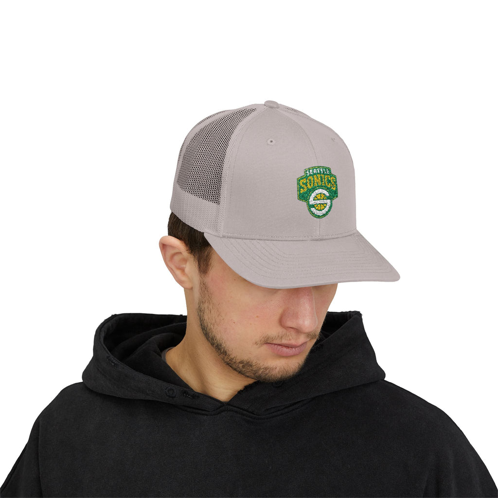 The Seattle SuperSonics Snapback Trucker Cap, American Flag Hat, Outdoor Cap, Casual Wear, Gift for Dad, 4th of July Apparel