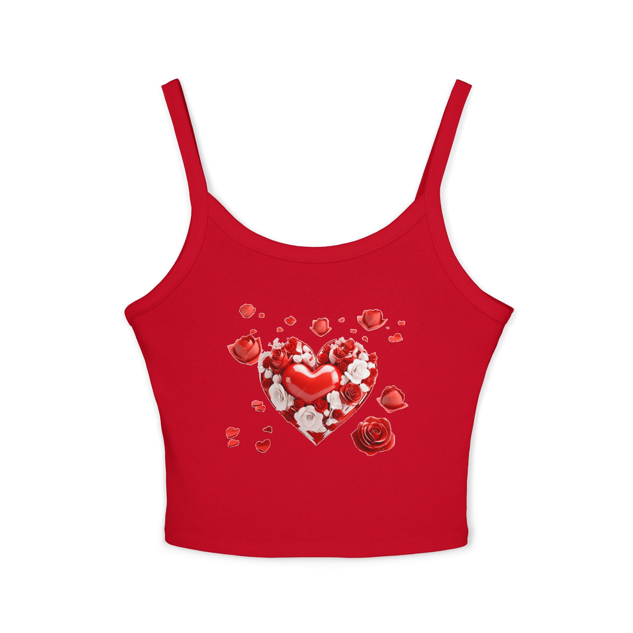 Heart Tank Top, Love Cami, Valentine's Day Shirt, Romantic Sleeveless Tee, Women's Summer Blouse, Cute Spaghetti Strap Tank