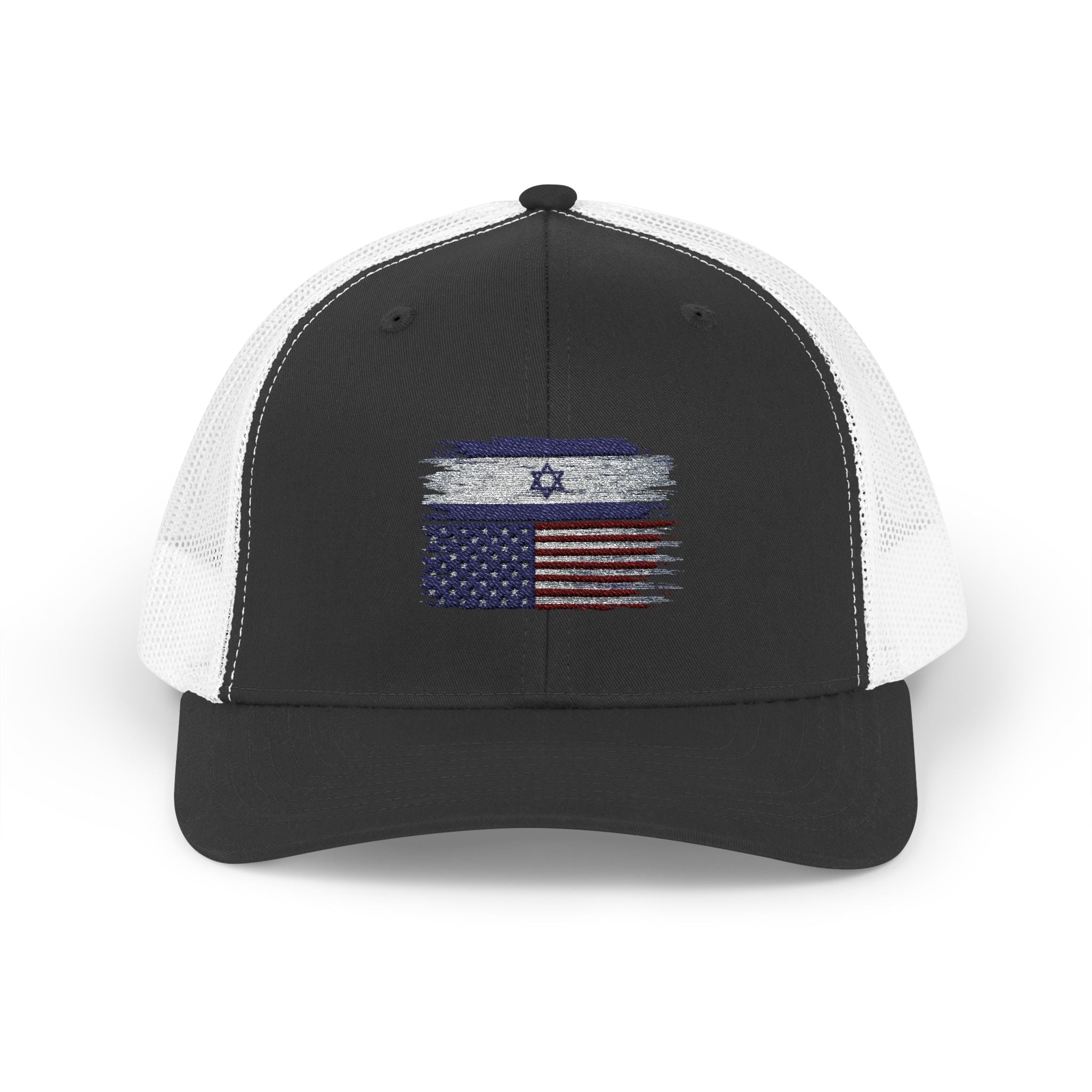 Isreal/ USA Flag Snapback Trucker Cap with Thin Red Line Design, Ideal for First Responders, Supportive Gifts, Memorials, Everyday Wear