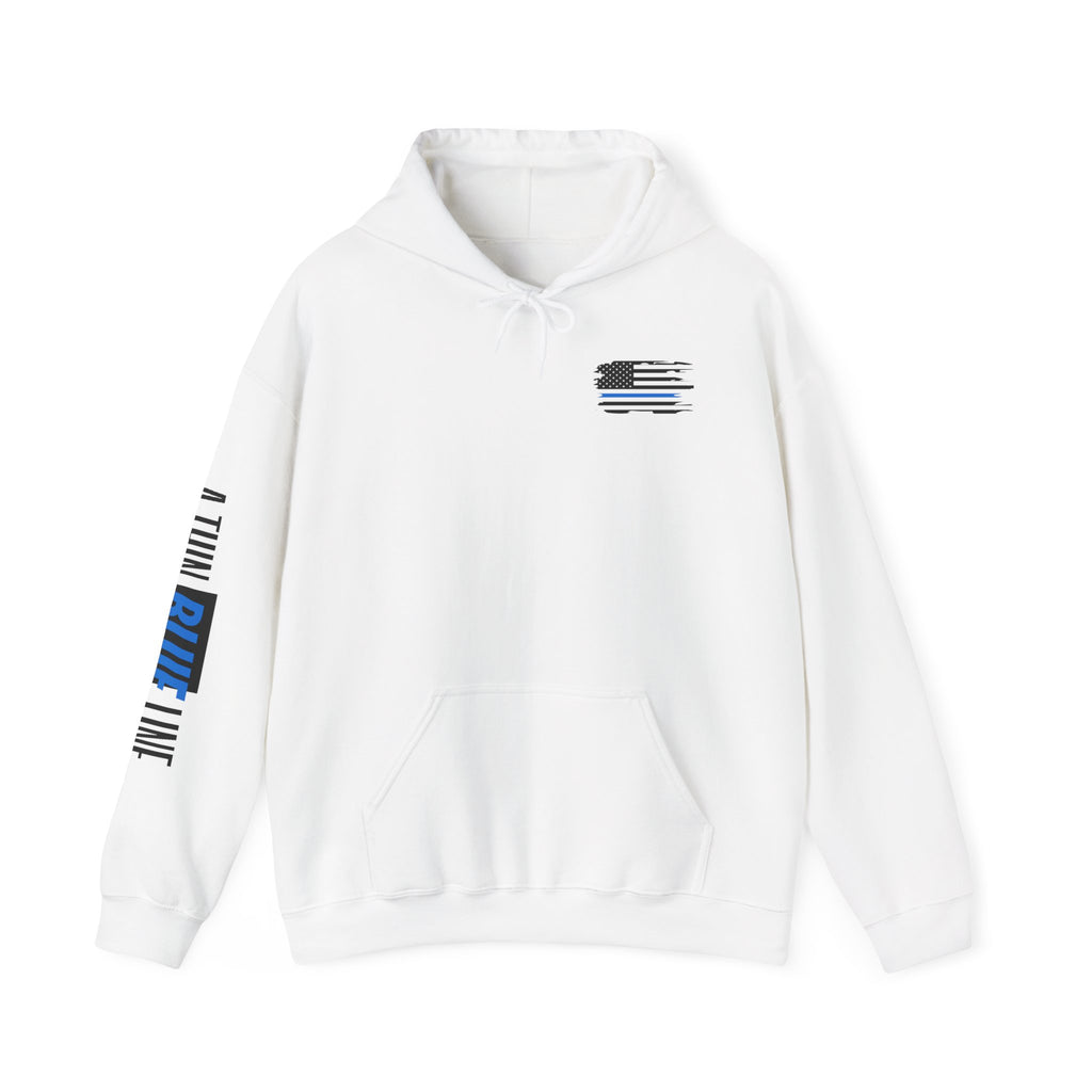 Thin Blue Line Law Enforcement Patriotic Hoodie, Police Support Sweatshirt, Law Enforcement Gift, Patriotic Hooded Pullover, USA Flag