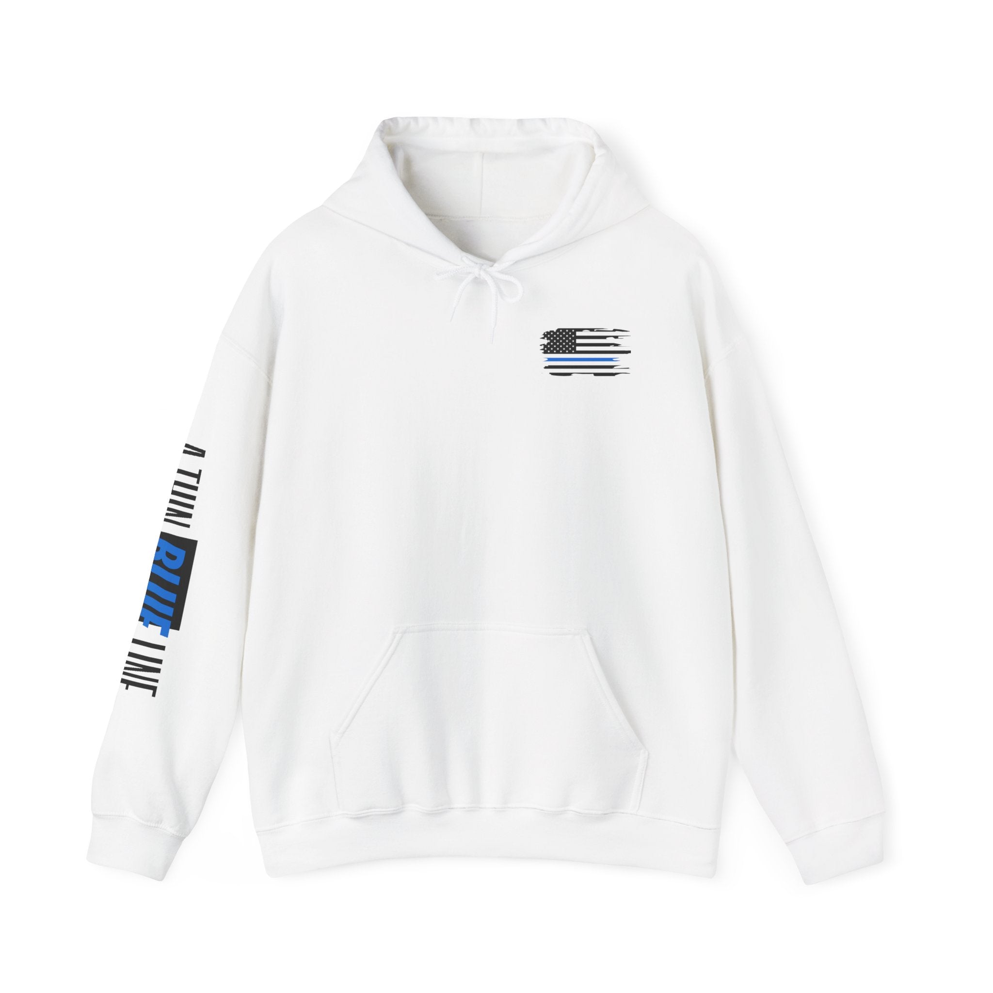 Thin Blue Line Law Enforcement Patriotic Hoodie, Police Support Sweatshirt, Law Enforcement Gift, Patriotic Hooded Pullover, USA Flag