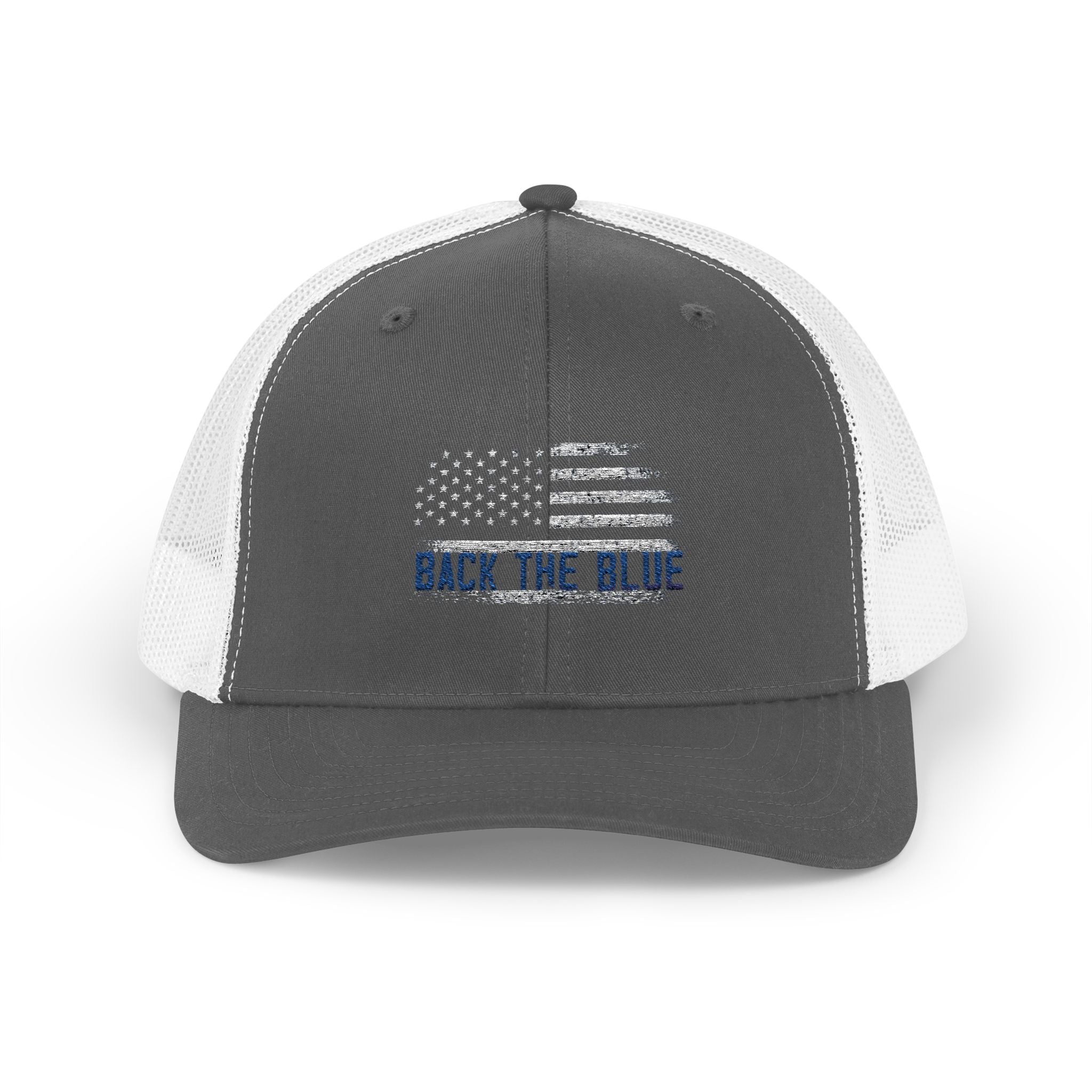 Back The Blue Snapback Trucker Cap with Thin Red Line Design, Ideal for First Responders, Supportive Gifts, Memorials, Everyday Wear