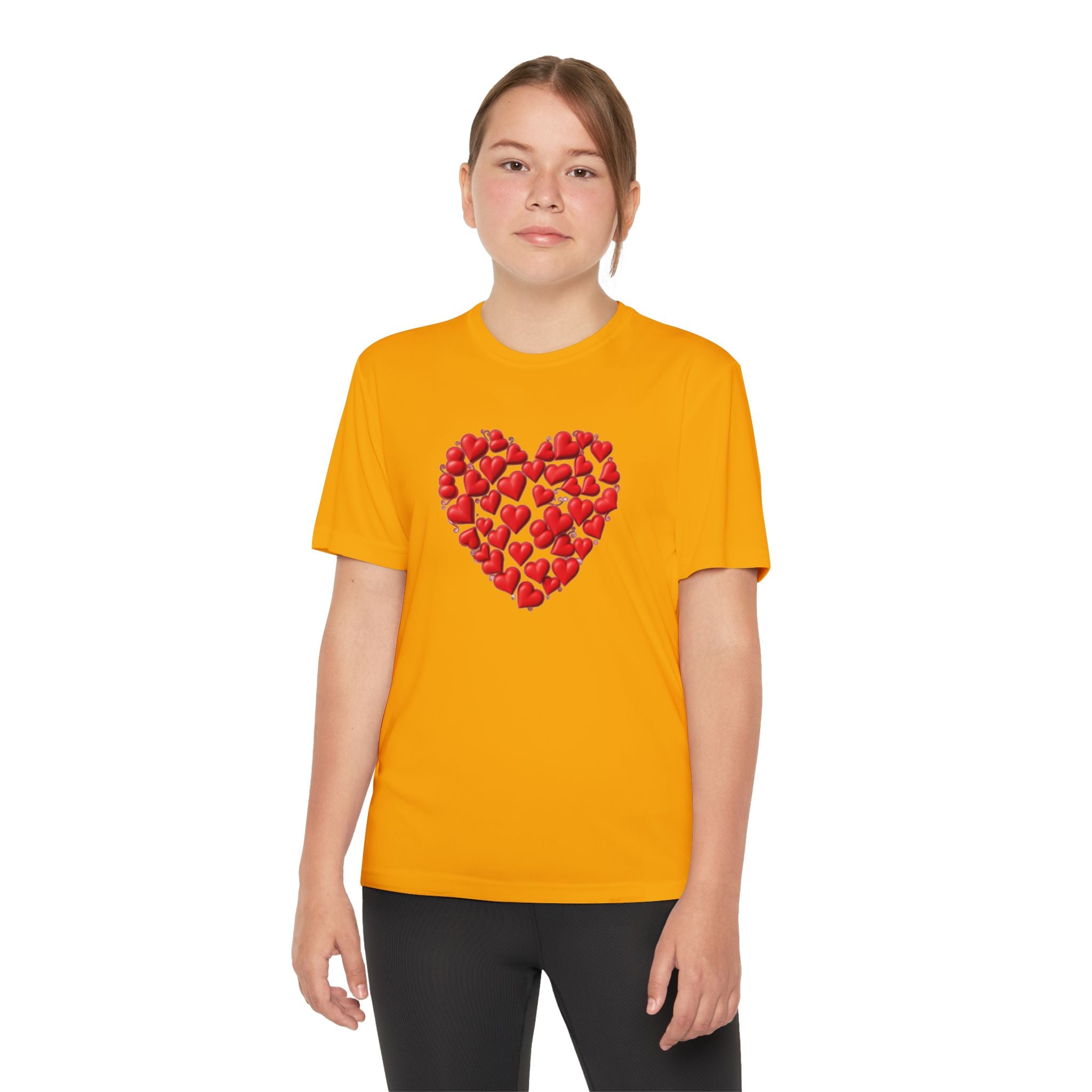 Heart Youth T-Shirt Sports Graphic Tee, Cool Athletic Shirt for Kids, Perfect for Sports Events, Team Spirit
