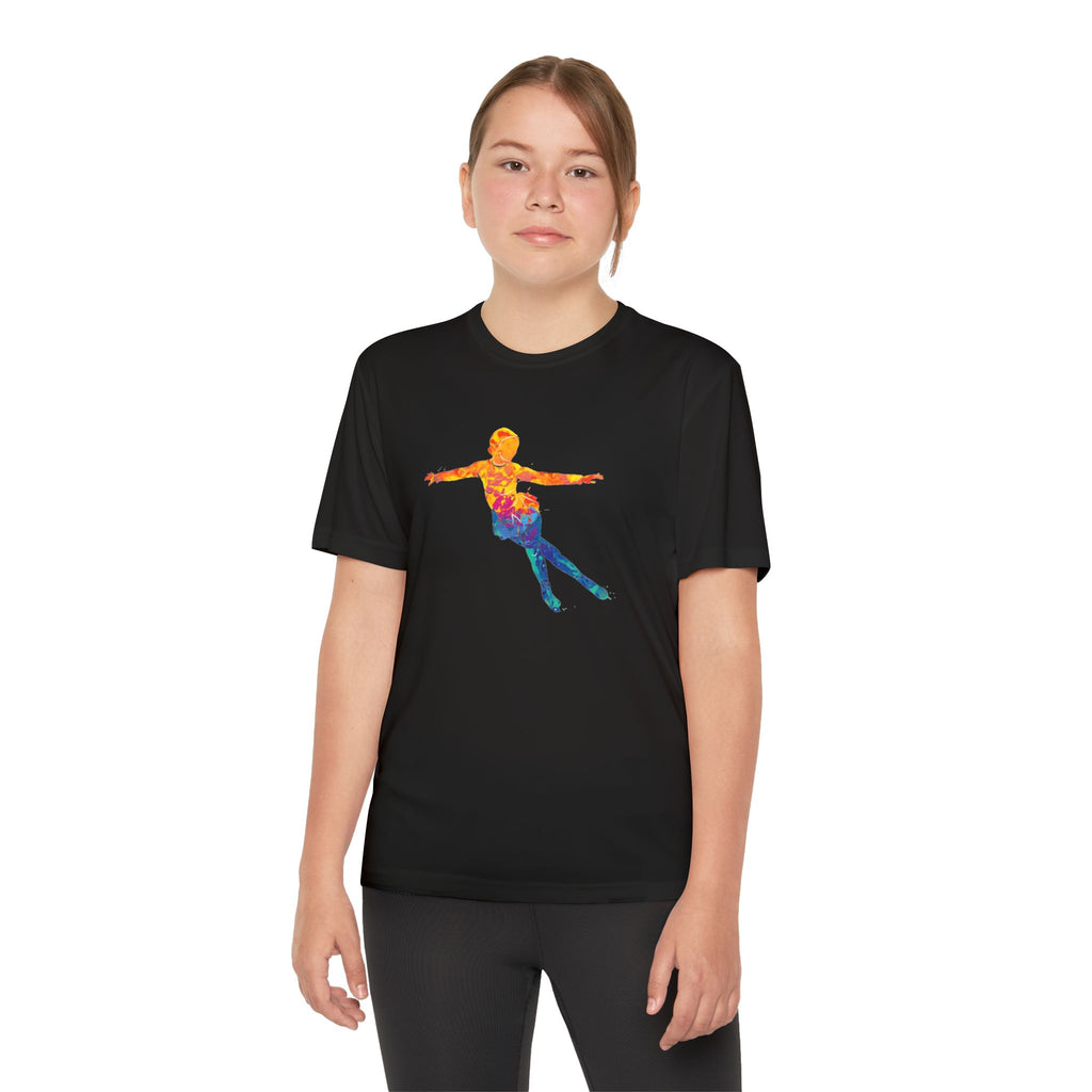Ice Skating Youth Sports Graphic Tee, Cool Athletic Shirt for Kids, Perfect for Sports Events, Team Spirit, Birthday Gift, Summer Activities