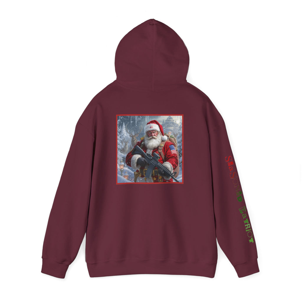 Christmas Santa Claus Patriotic USA Hoodie, Sweatshirt, Unisex Hooded Pullover, Holiday Outerwear, Festive Winter Apparel