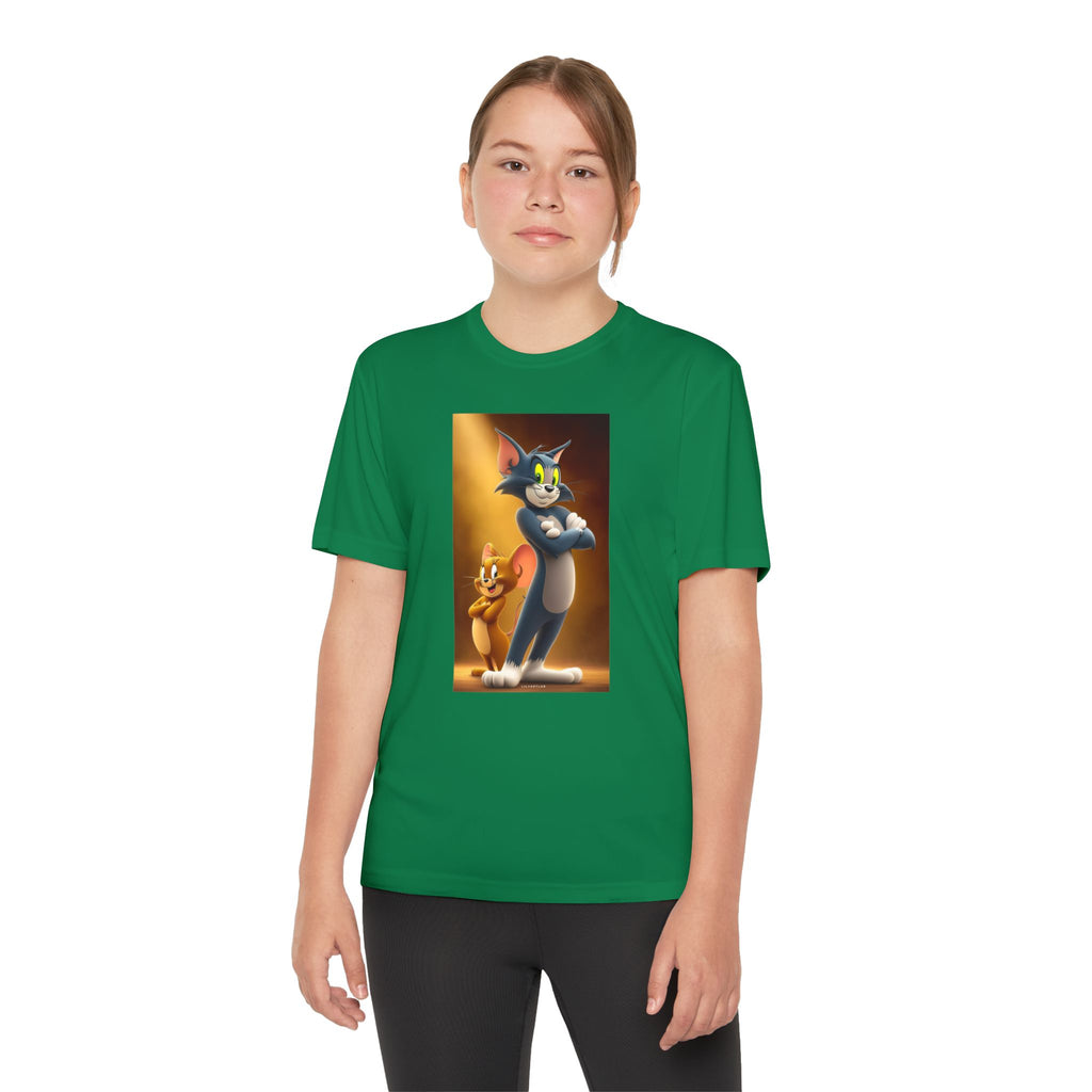 Youth Competitor Tee with Tom And Jerry design, Cartoon Graphic Kid's T-Shirt, Kids Tee, Children's Clothing, Funny Tee for Boys and Girls