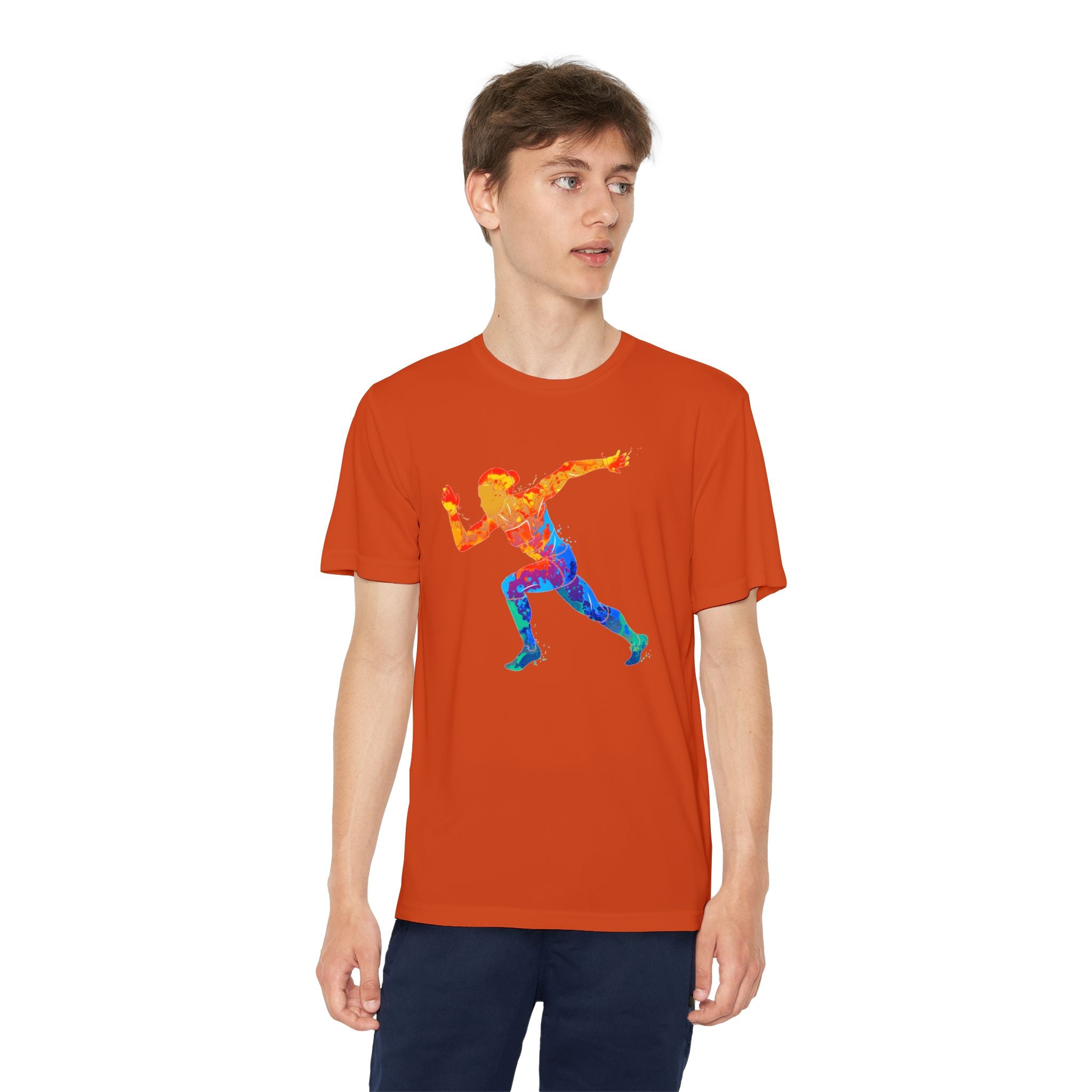 Running Youth T-Shirt Sports Graphic Tee, Cool Athletic Shirt for Kids, Perfect for Sports Events, Team Spirit